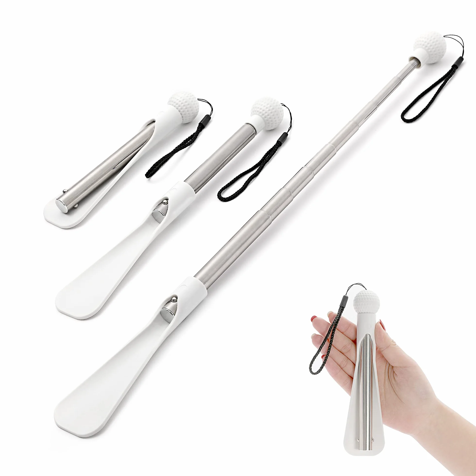 Fanwer Calzador Plegable de 36.2 Pulgadas con Mango Largo para Viajes, para Personas Mayores, Embarazadas, Dolor de Espalda