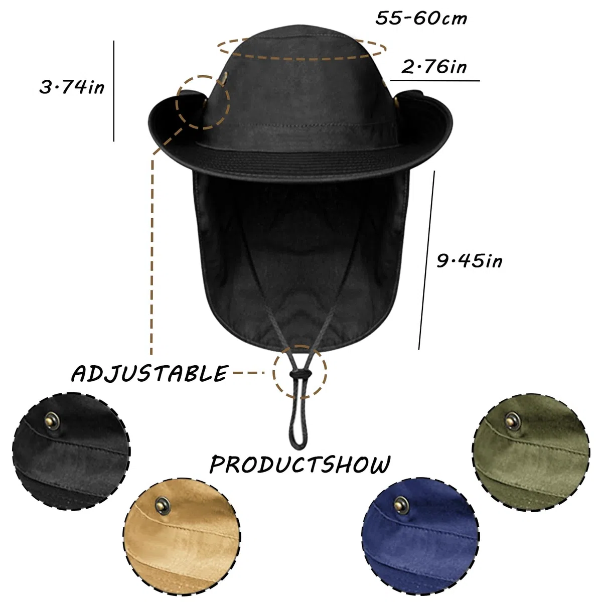 Sombrero de Hombre Sol Pescador Gorras Safari de Pescador Transpirable Protección UPF Cuello para y Plegable Malla Jardinería Trekking Gorro con Orejeras