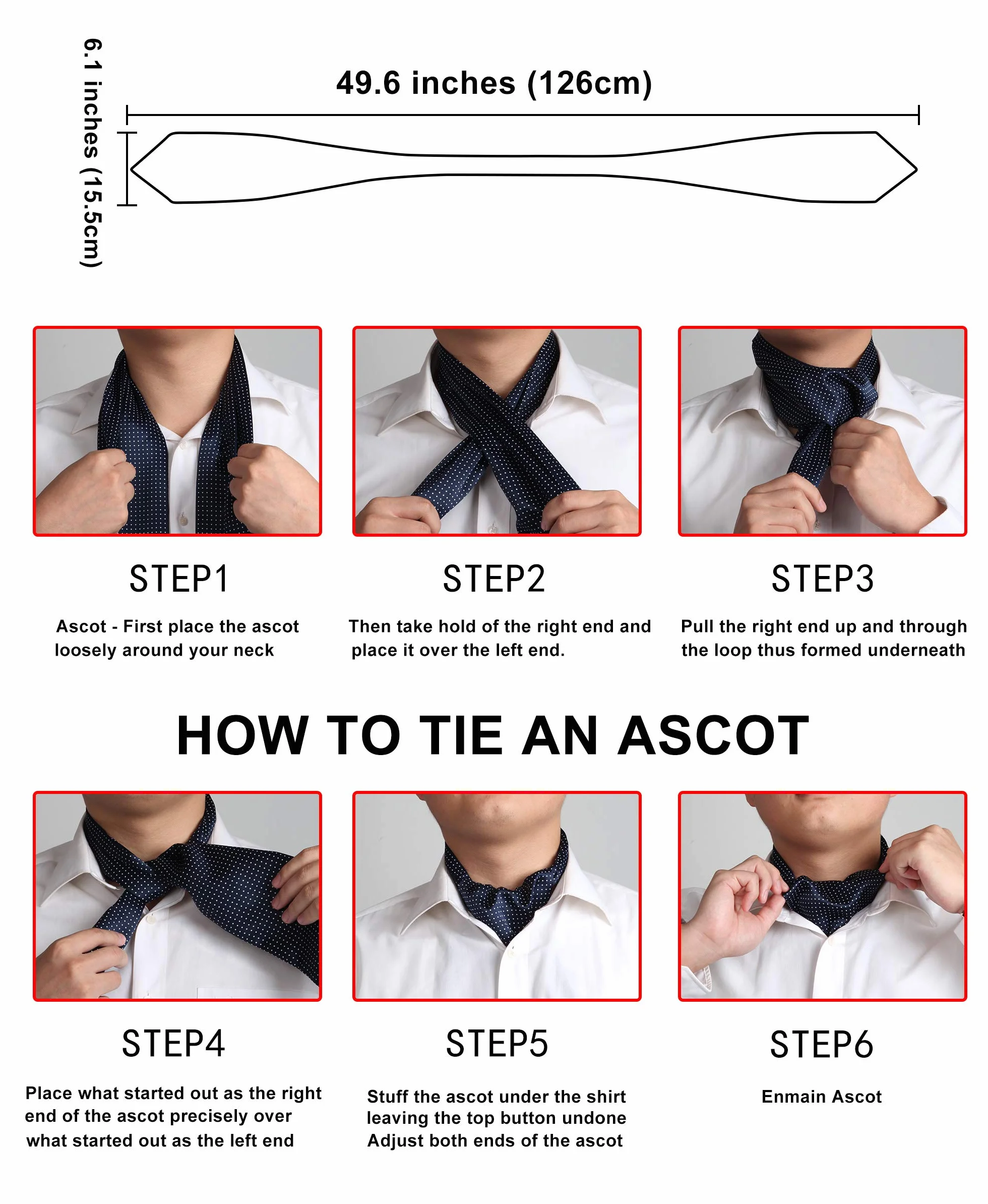 HISDERN Corbata Ascot Hombre Lunares Elegante Pañuelo Ascot Hombre para Traje Pañuelo de Cuello y de Bolsillo Conjunto para Fiesta Business Boda