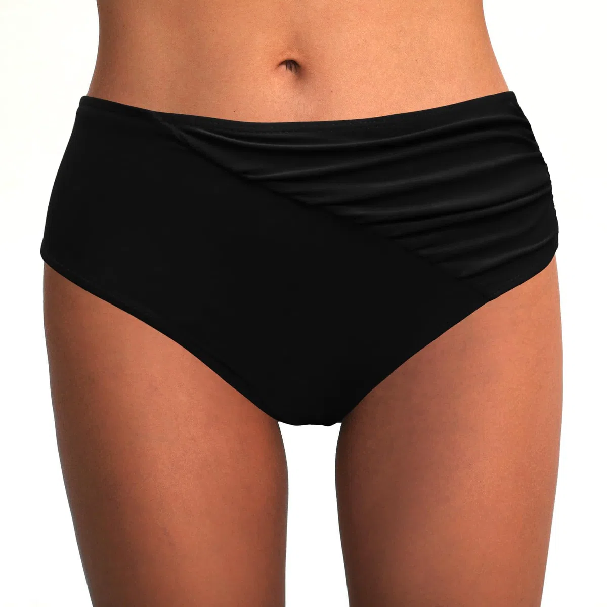 Rayson Braguitas de Bikinis Mujer Cintura Alta Ruched Rayas Parte de Abajo Bikini Vientre Plano Trajes de Baño Mujer