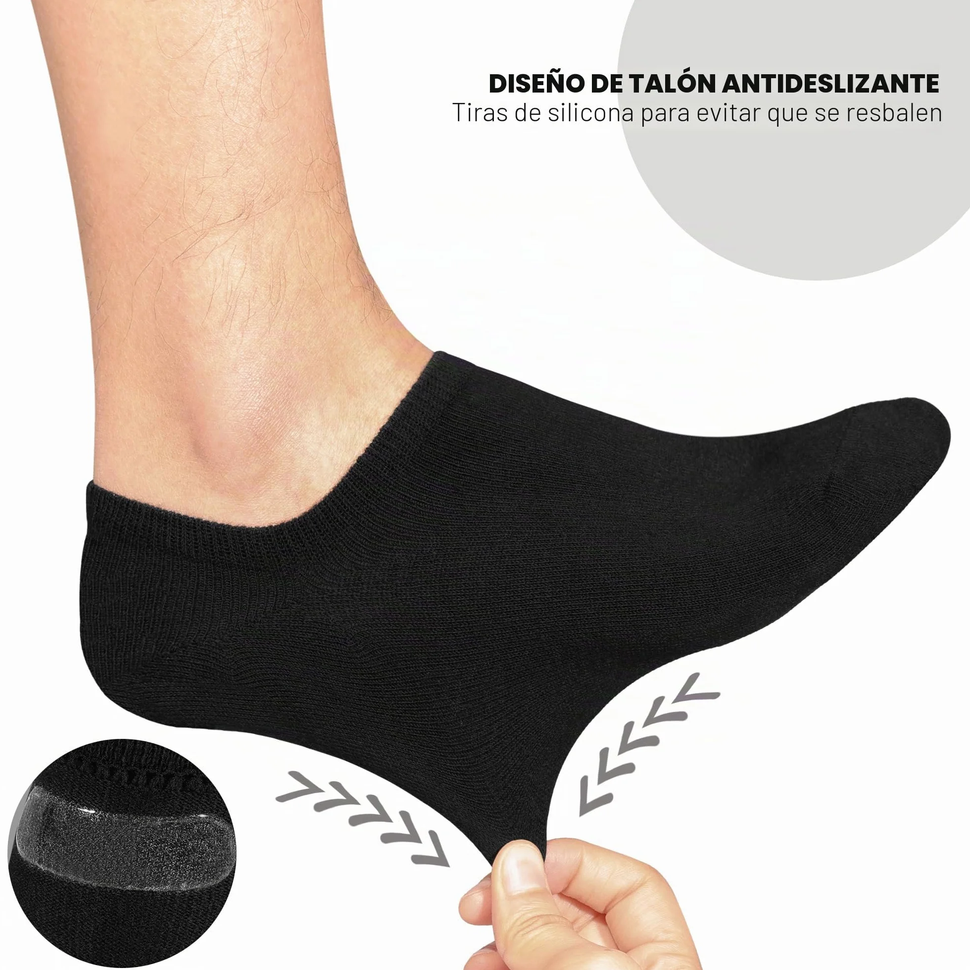 YOJOOM Calcetines Cortos Hombre Invisibles Respirable Calcetines tobilleros Algodón Silicona Antideslizantes