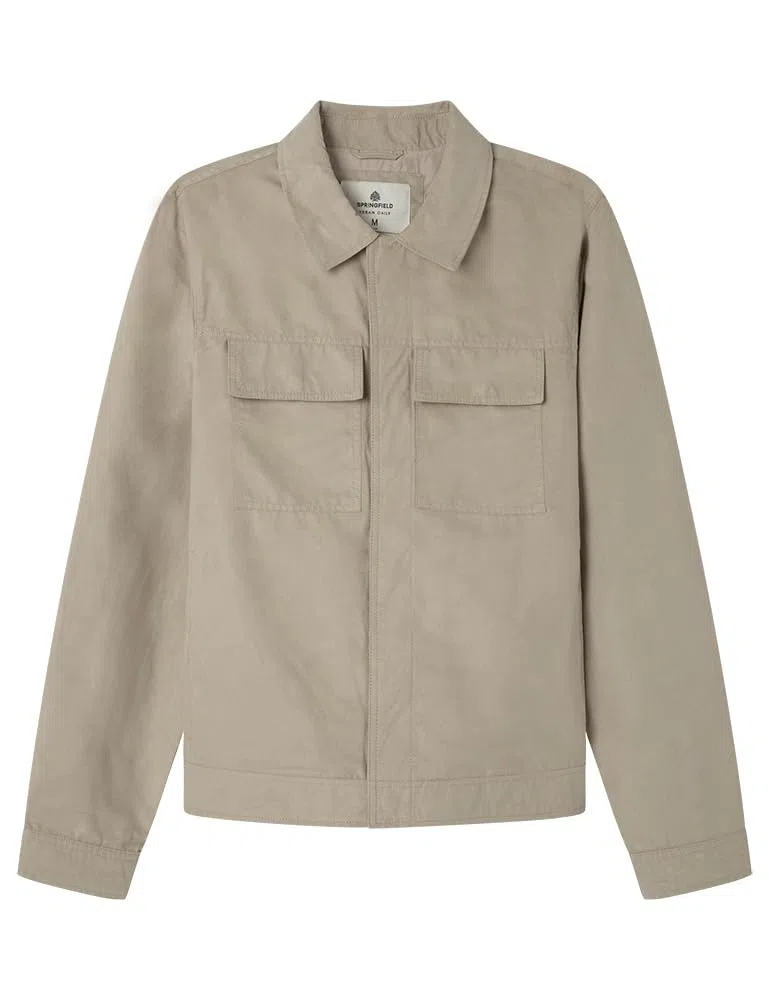 SPRINGFIELD Suede Trucker Smart With Closure, Side And Chest Patch Pockets, Adjustable Cuffs And Waistband. Chaqueta De Ante Hombre