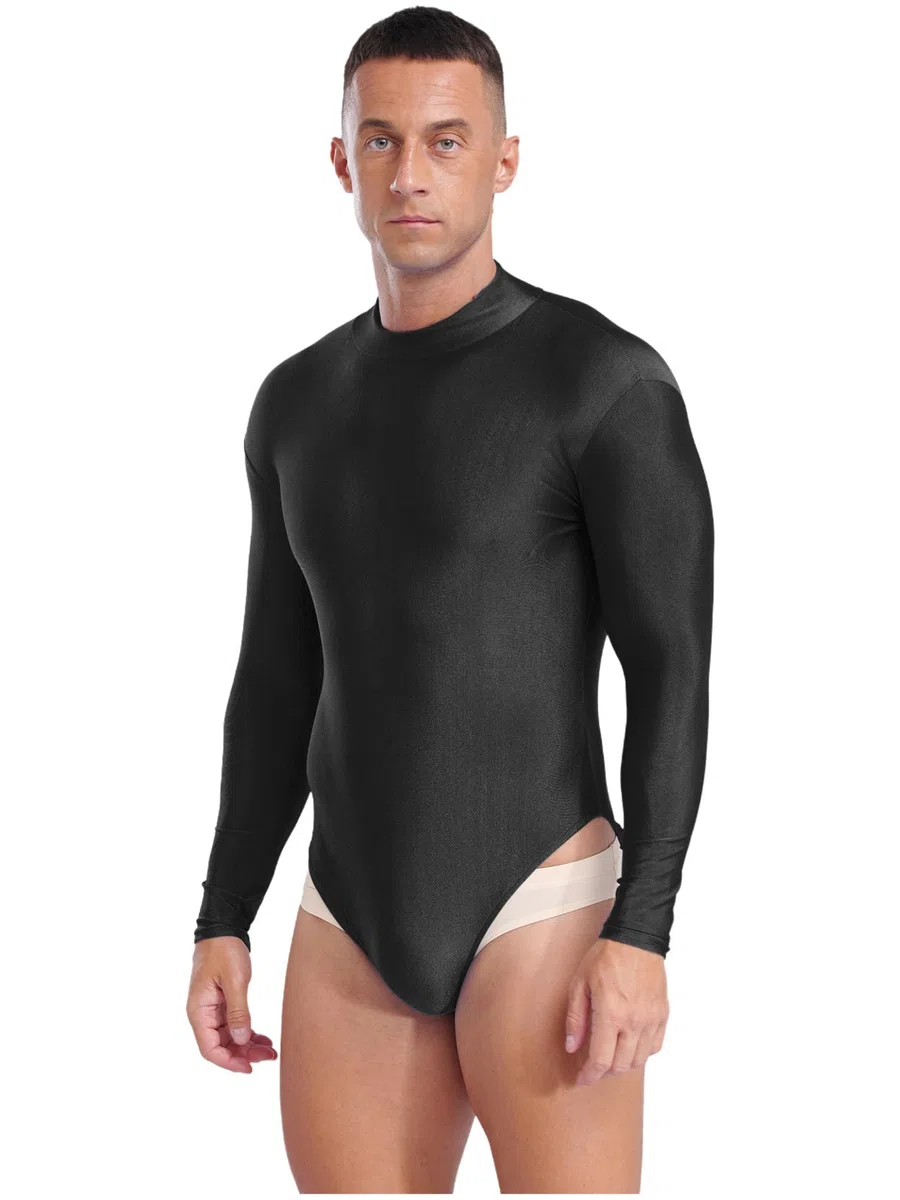 Body de gimnasia para hombre, camisa latina, manga larga, monocolor, body, patinaje artístico, leotardo, danza, chándal