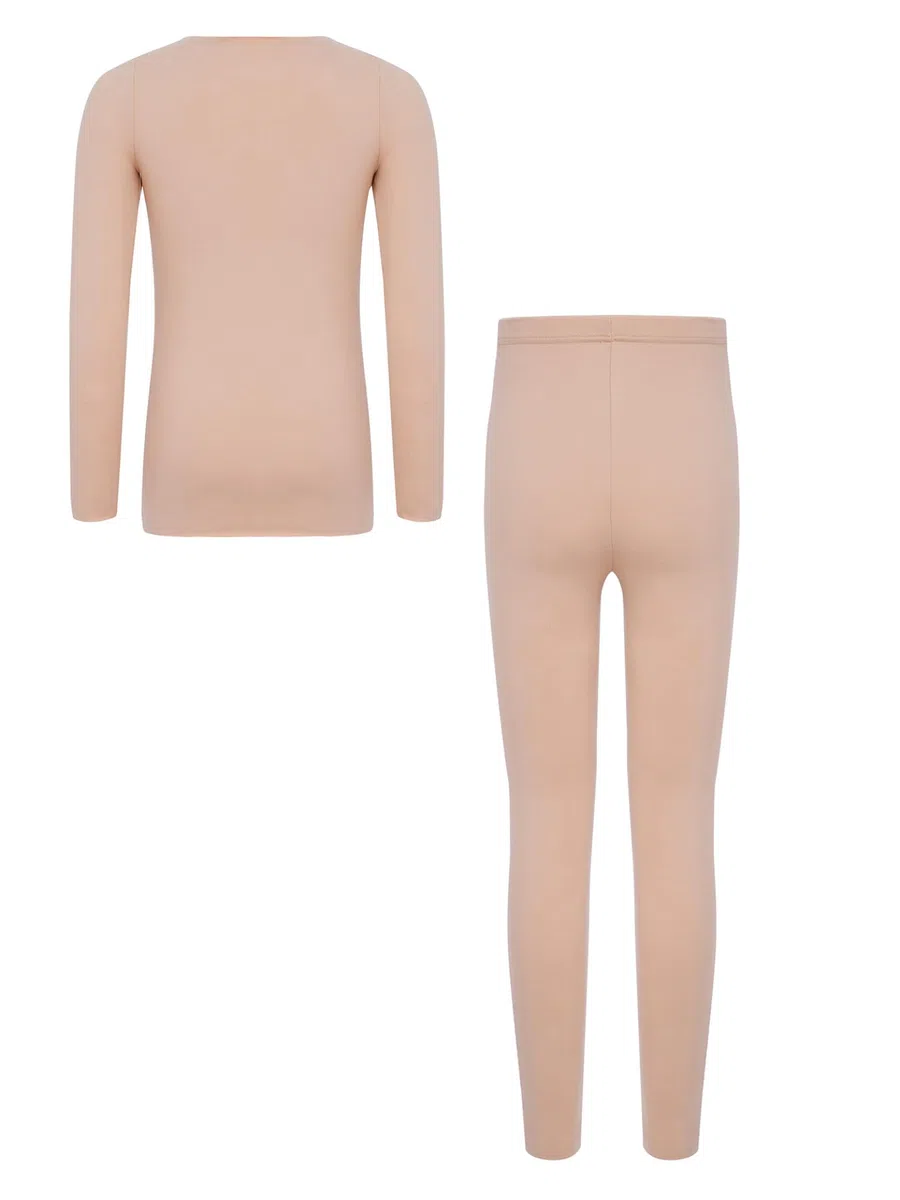 Linjinx Conjunto de ropa interior térmica para niña, camiseta interior térmica + leggins, medias, ballet, danza, entrenamiento