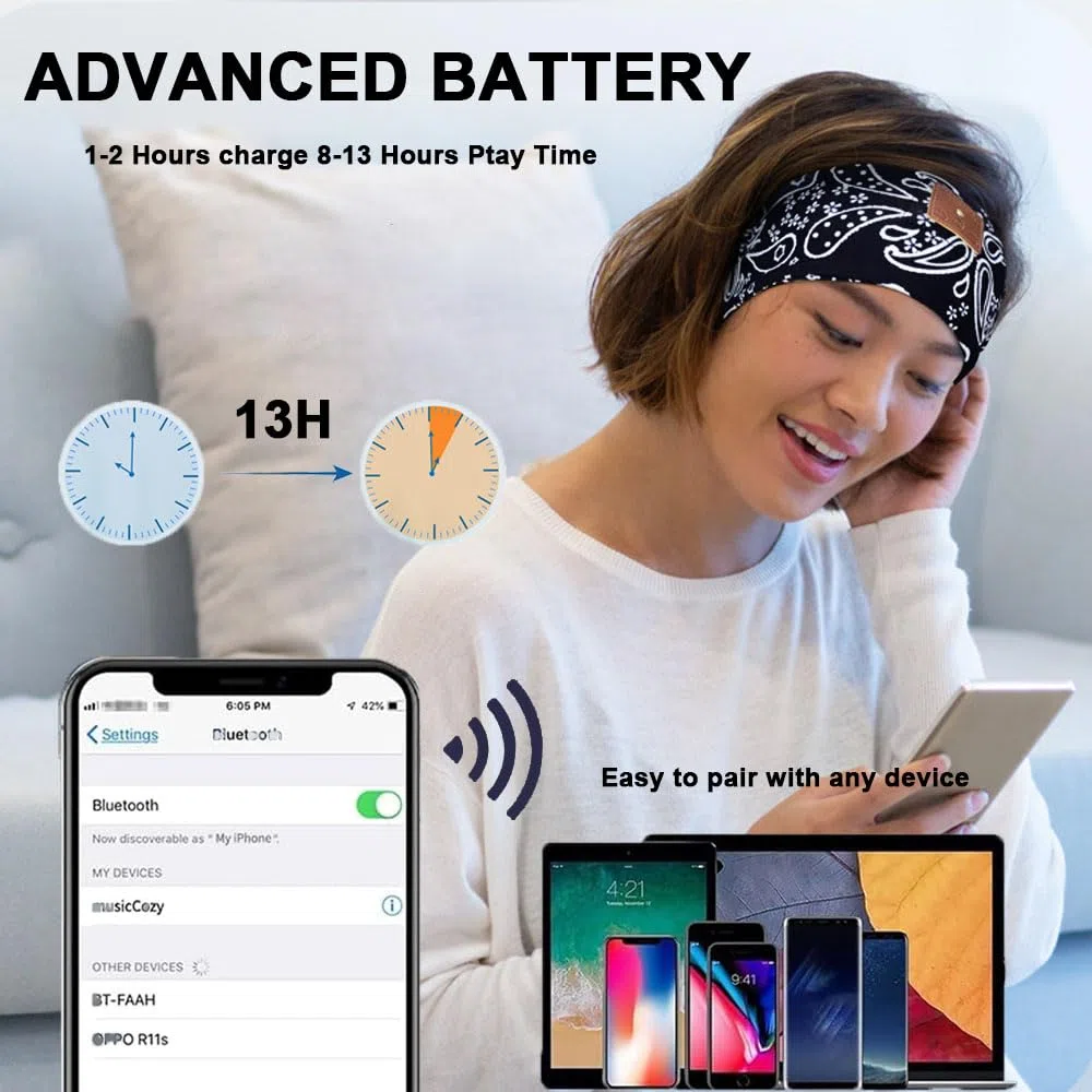 Auriculares para Dormir, Casco Diadema Dormir con Cancelación Ruido/Estéreo Altavoces, Bluetooth Cinta Band Auriculares Regalo Original para Hombre Mujer, Sleep Headphone para Deportes Viajes