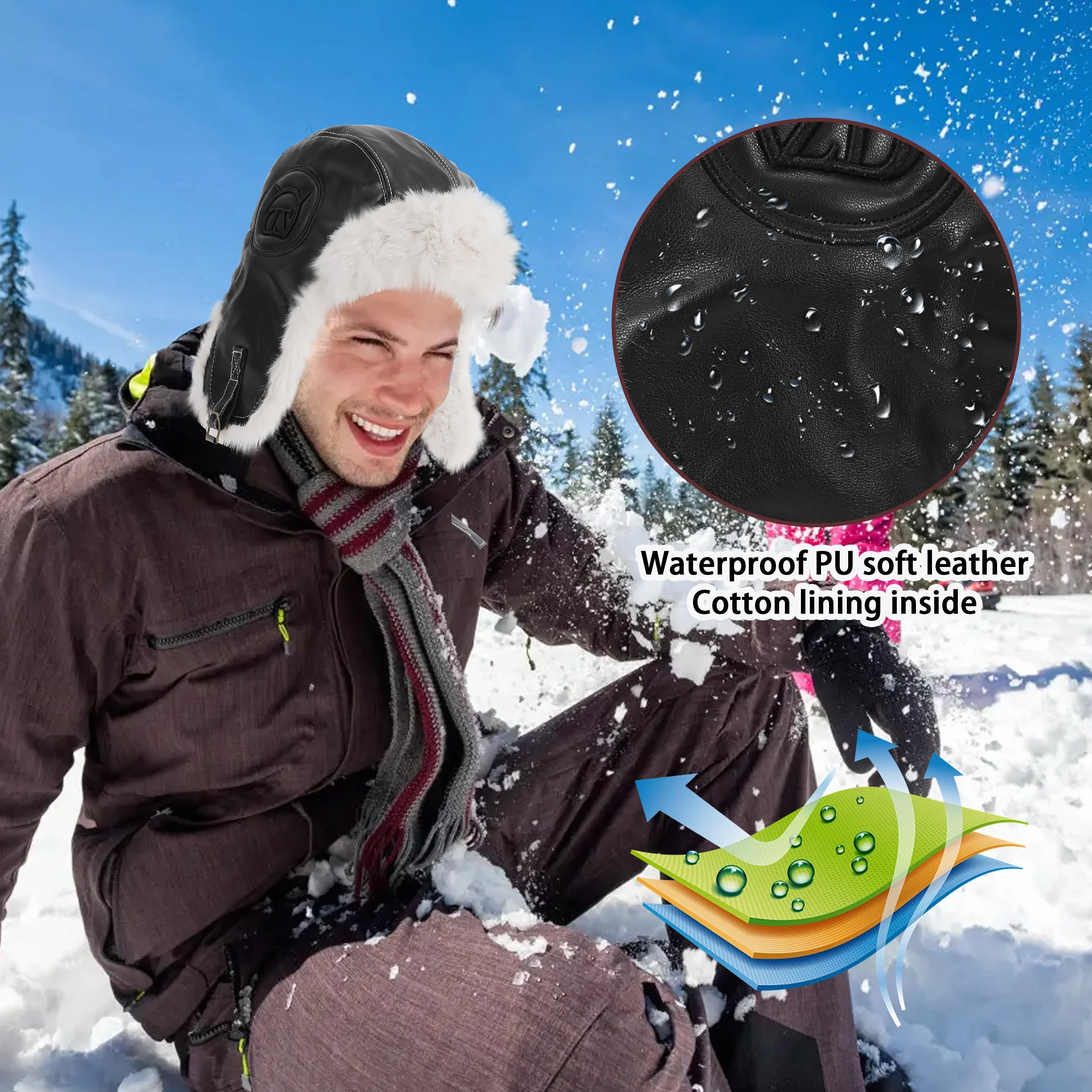 Sombrero de Cazador con Orejeras, Gorra de Piloto, Gorro Cálido, Sombrero de Soldado, Prueba de Frío, Gorro de Esquí de Invierno, Solapa para Las Orejass