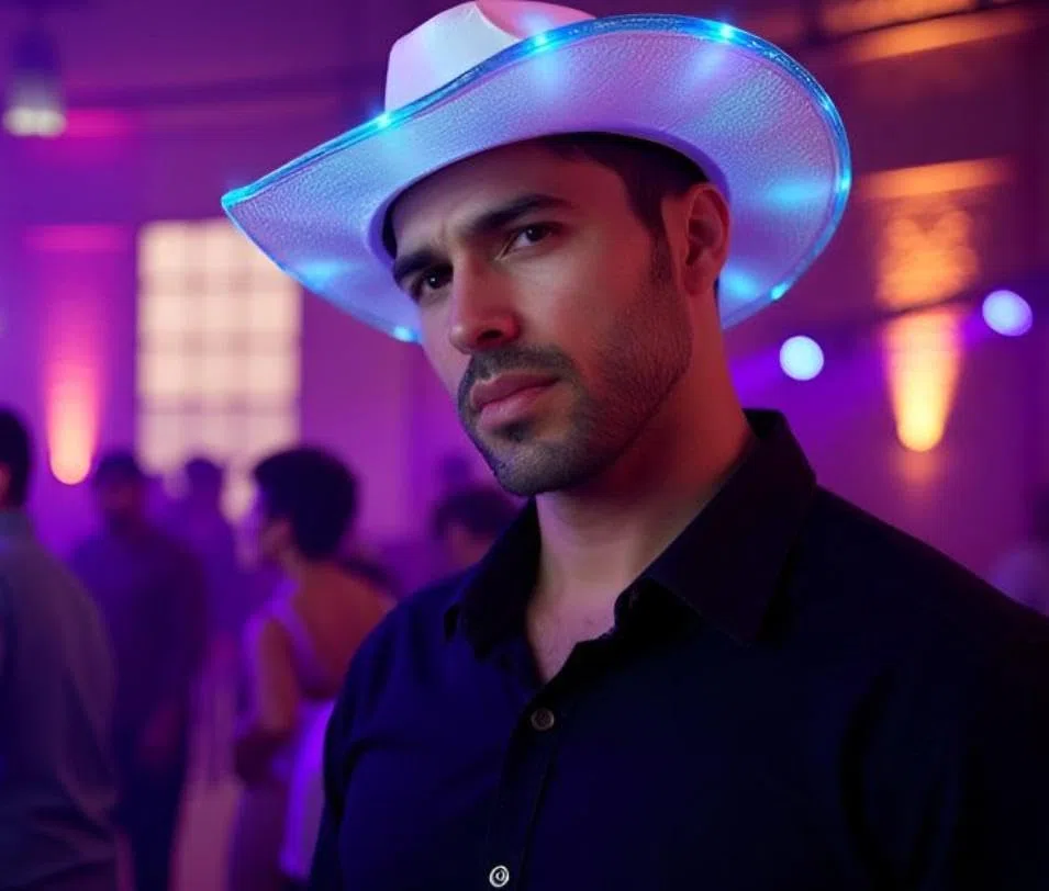 Sombrero de vaquero unisex con luz LED intermitente, divertido sombrero iluminado para boda, graduación, fiesta de cumpleaños, Halloween, Navidad