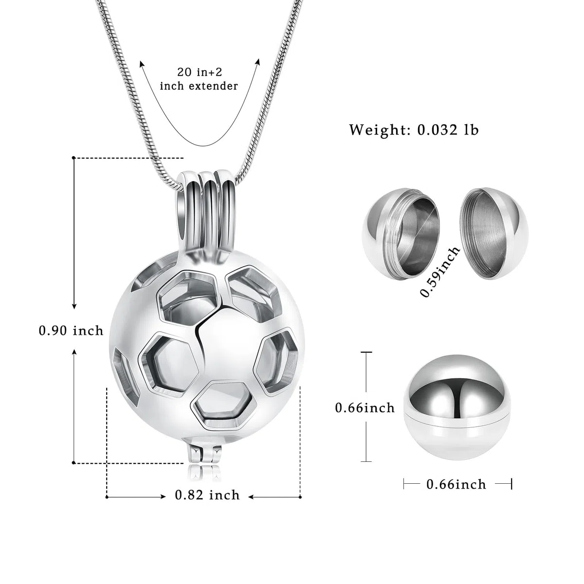 Joyas de cremación de fútbol para cenizas huecas de fútbol, collar para mujeres para hombres, urna conmemorativa, colgante de ceniza