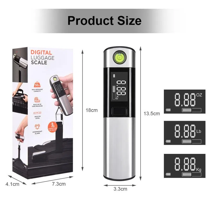 Flintronic 1PC Escala del Equipaje, Digital Balanza Báscula de Equipaje, Colgar Pesado Escala de Viaje, Balanza de Pesaje de Maleta Pantalla LCD Retroiluminación, Max Peso 110lb/50kg (Sin Batería)