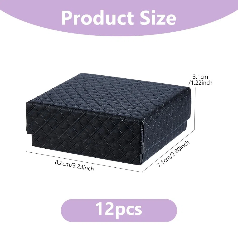 DICOSMETIC 12 cajas de regalo negras para relojes de bolsillo con textura de rombos, caja de embalaje de reloj de bolsillo individual con forro de esponja para hombres y mujeres, se adapta a relojes