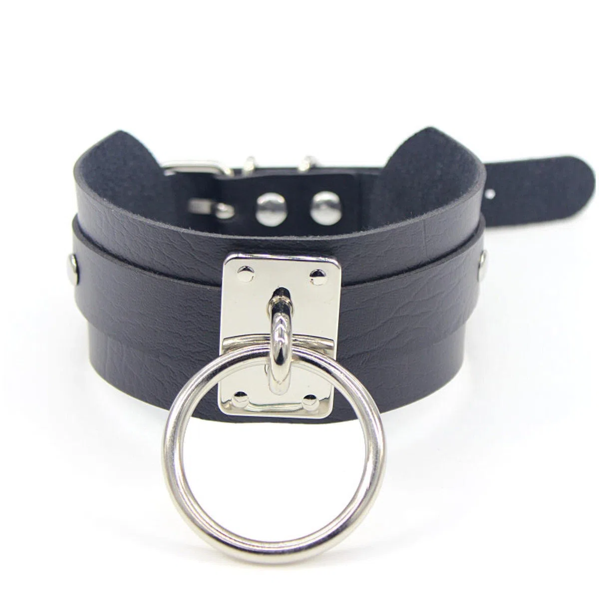 WEITING Gargantilla de cuero punk gótico para mujeres y hombres, Harajuku de color plateado, cadena de metal con remaches para Halloween, cosplay, joyería Y2K, P005, rosa plateada