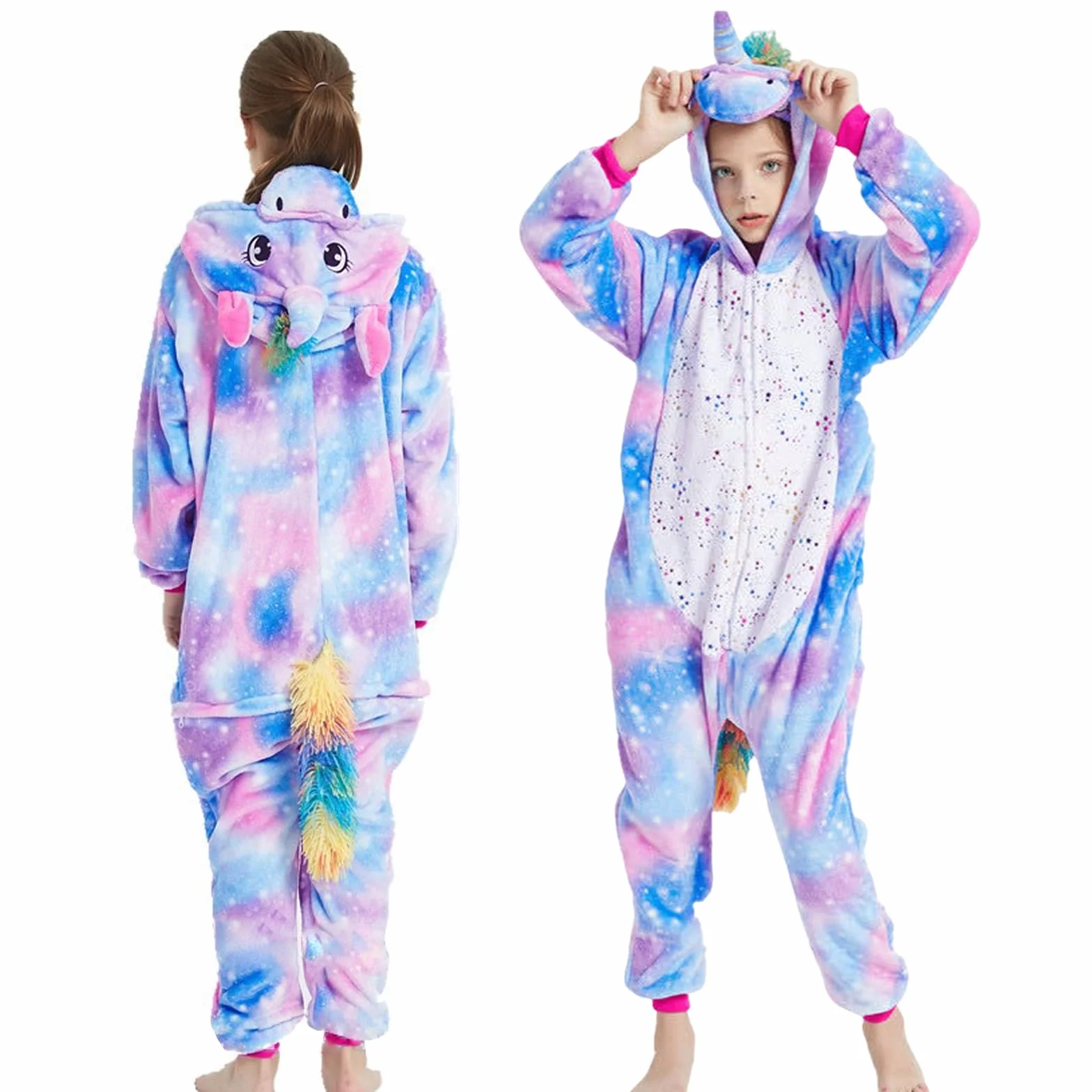 Pijama de unicornio para niños, pijama con capucha, mono, conjunto de pijama, ropa de dormir con capucha, pijama de animales, suave, cosplay, disfraz de Halloween, carnaval, fiesta
