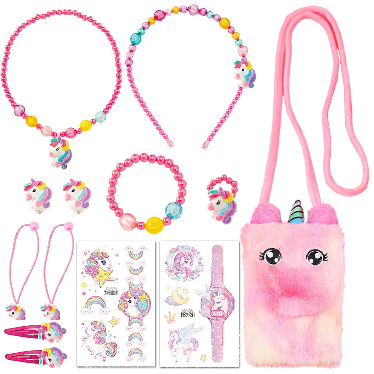Juego de 10 bolsos de unicornio para niñas, bolso de mano de unicornio, juego de joyas para cumpleaños, Pascua, carnaval, regalo para niñas 2, 3, 4, 5, 6, 7 años