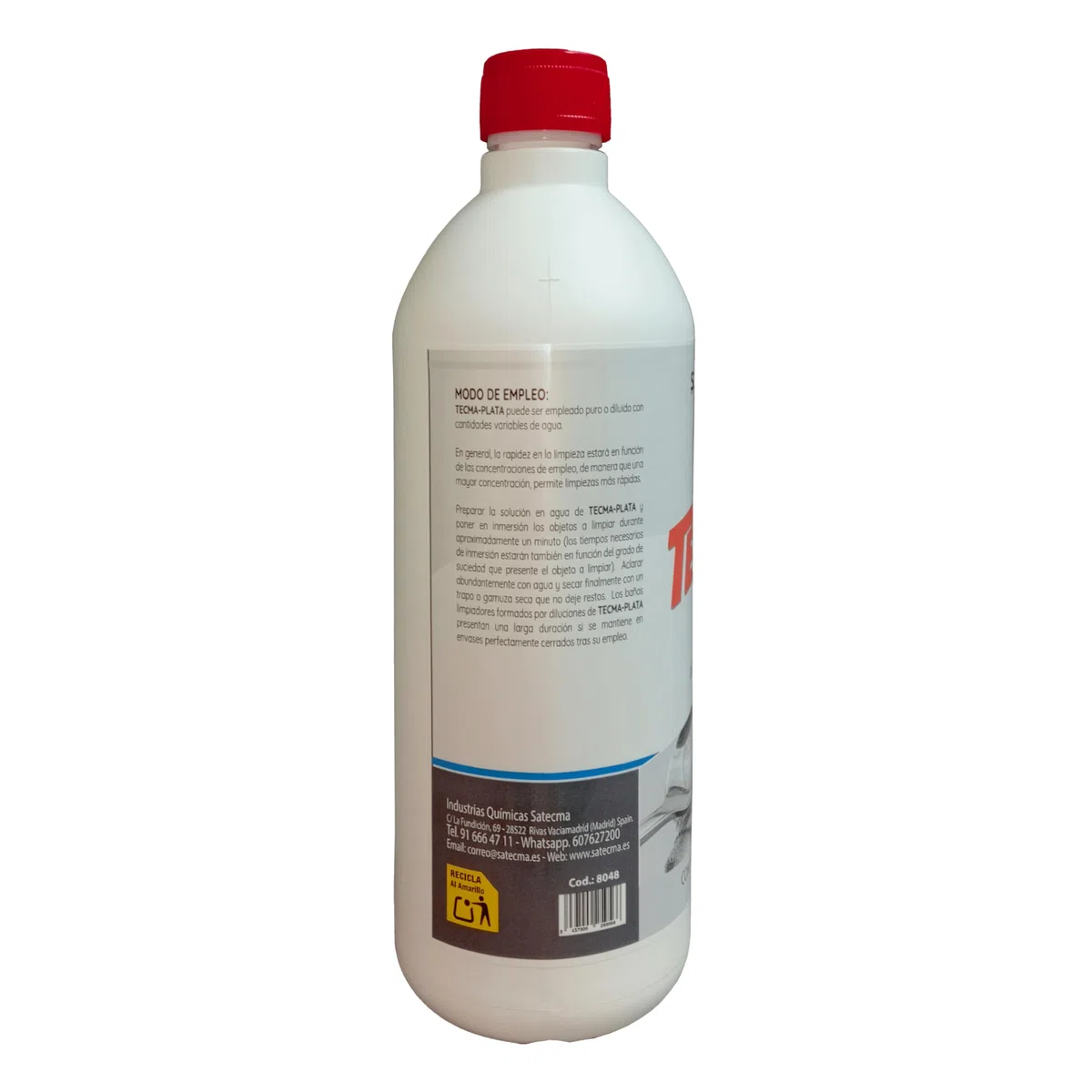 Limpiador Concentrado para Plata TECMA PLATA, Botella 1 Litro | Para realizar baños por inmersión. Apto también para bronce, cobre, laton