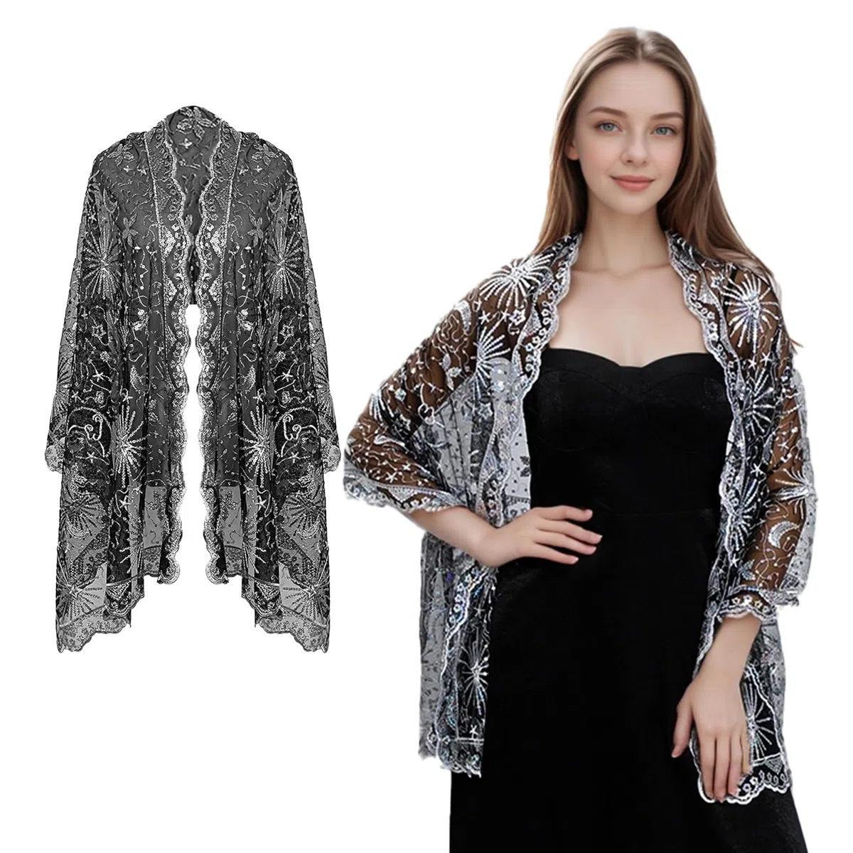 Bufanda de lentejuelas para mujer, estola para vestido de noche, estola festiva con purpurina, estola para mujer, festiva, para bodas, vestidos de noche, fiestas