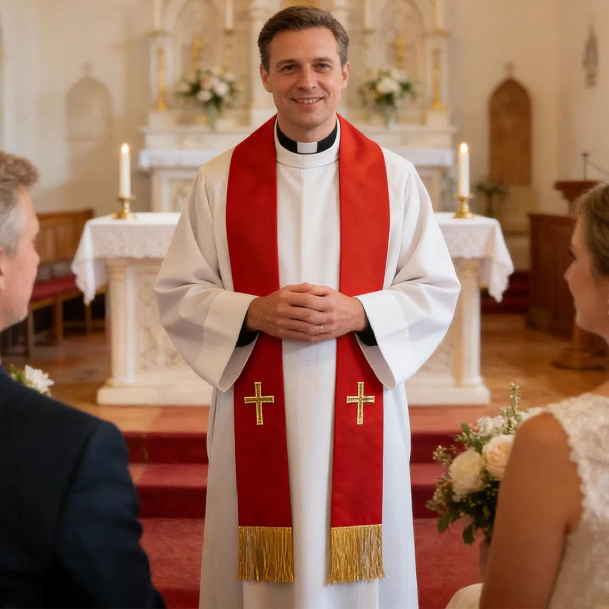 Chaleco de estola de sacerdote, bufanda reversible bordada con borlas, accesorio unisex para iglesia de pastor, ropa de culto litúrgico, ropa de ministro para adultos, para ceremonia de bautizo