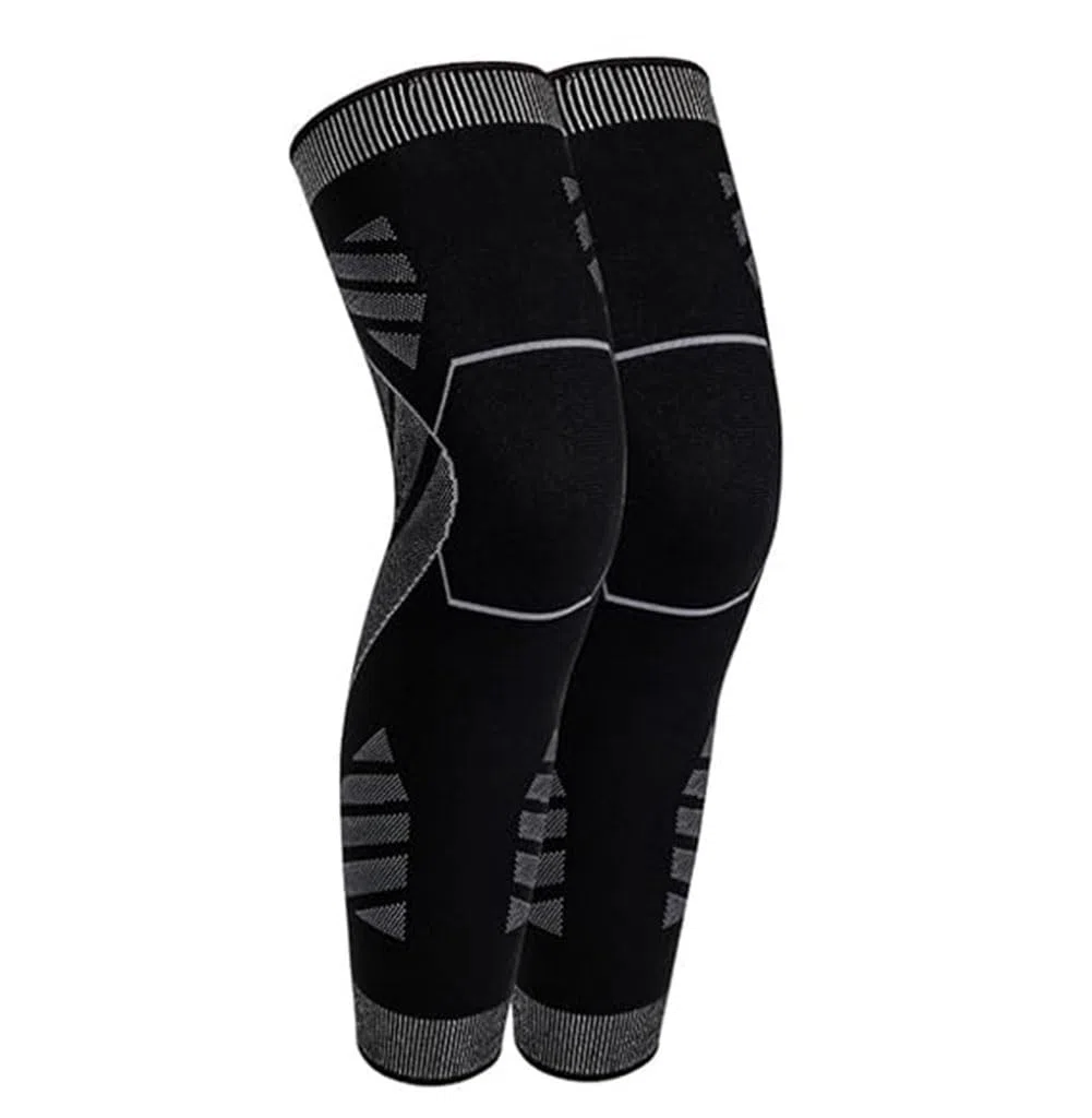 2024 Nueva compresión de Pierna Completa, Mangas de compresión para Rodillas y piernas, Rodillera Larga para aliviar el Dolor, Rodillera para Correr Unisex (1 Pair Black,L)