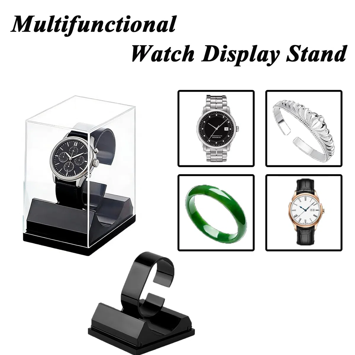 4 Soportes Para Relojes De Acrílico, Soporte Transparente Para Relojes, Soporte De Exposición, Soporte Para Pulsera, Soporte De Acrílico Para Relojes, Para Uso Comercial y Uso Privado (Negro)