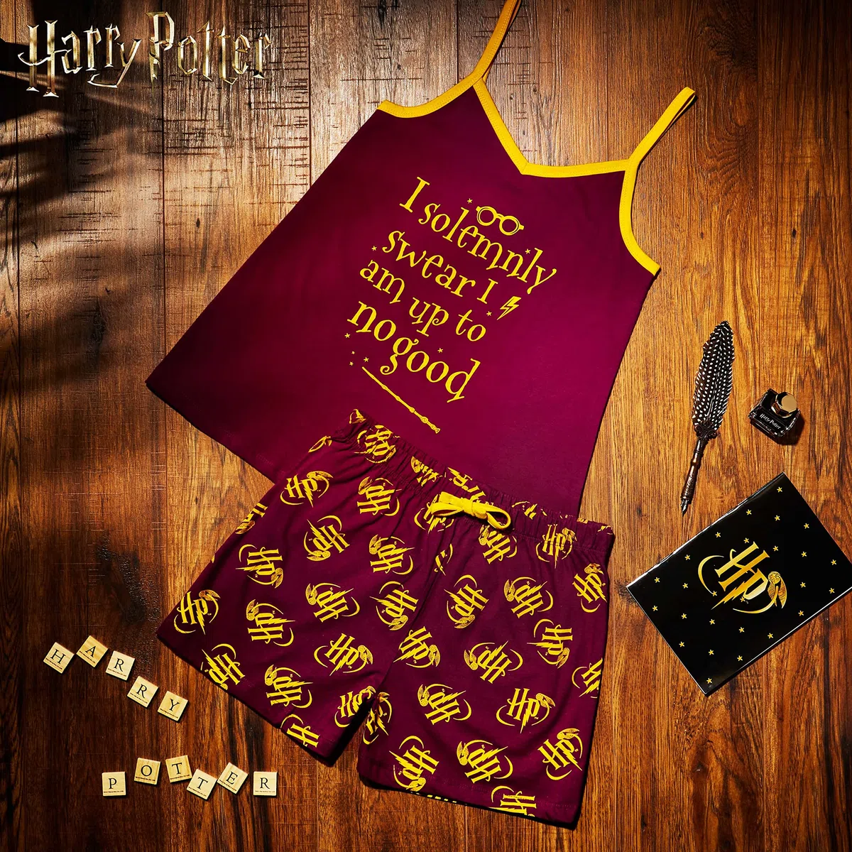 Harry Potter Pijamas Niña Verano, Conjunto de Pijamas para Niñas 2 Piezas, Pijama de Manga Corta, Ropa Verano para Niñas y Adolescentes 7-14 Años Algodón