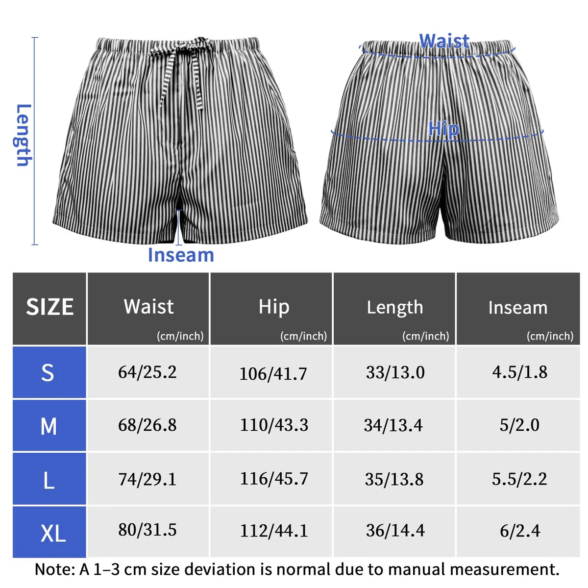 JFAN Pantalones Cortos Mujer Verano Casual Short Mujer a Rayas Cintura Alta Elástica Shorts con Cordón Ajustable y Bolsillos