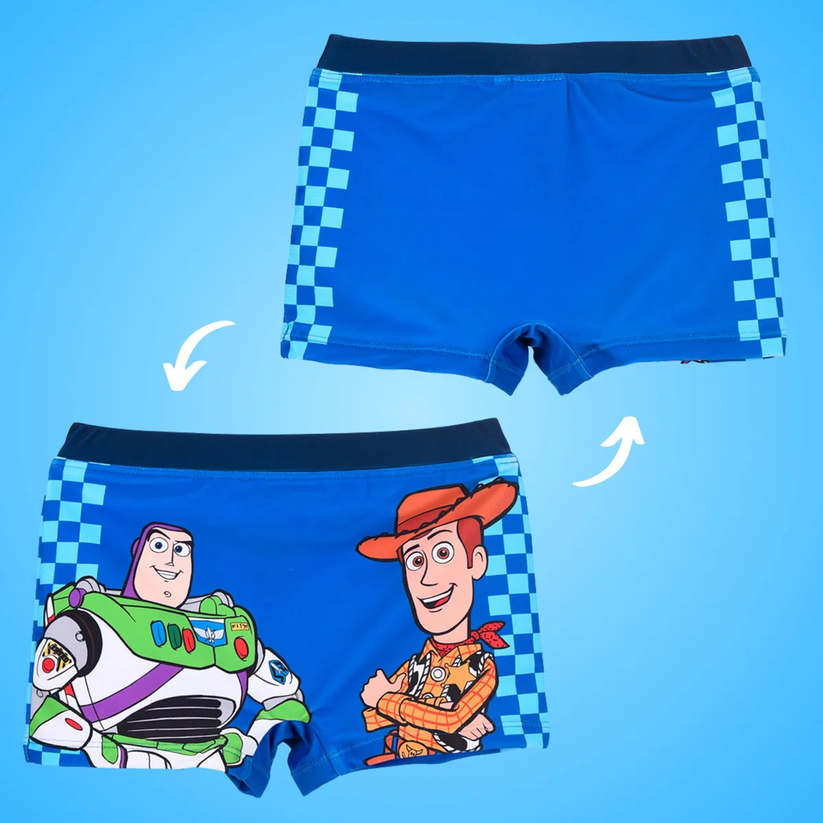 Disney Pixar Toy Story Bañador para Niño, Woody Buzz Lightyear Shorts de Baño Boxer, Bañador de Natación Infantil, Tallas 3 a 8 Años