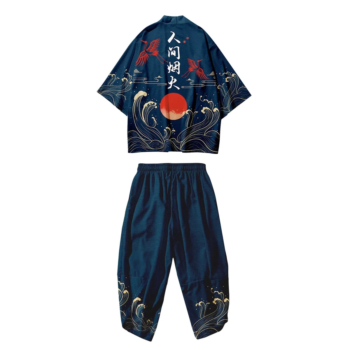 Kimono Cardigan Hombre Japón Happi Kimono Haori Cardigan Primavera-Verano Chaqueta Tradicional Japonesa Ropa 3D Impresión Dos Piezas Playa Camisa Corta