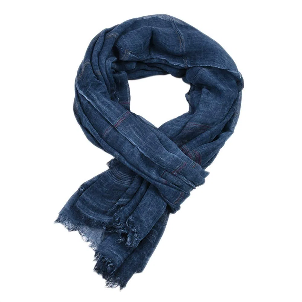 Bufanda Hombres Otoño e Invierno Cálida Bufanda Clásico Largo Algodón y Lino Suaves Braga Cuello Moda Pañuelo de Cuello de Rayas