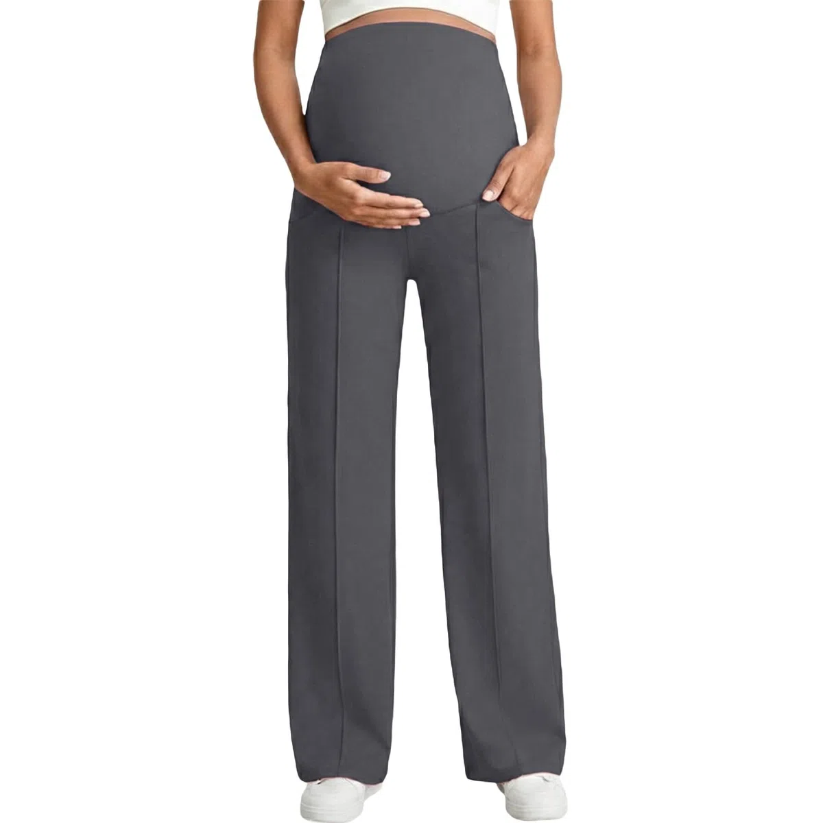 Pantalones de embarazo genéricos de cintura alta para mujer, forro polar, leggings de maternidad, extensible, exterior, interior, otoño, invierno, pantalones de huso mujer embarazada, corte recto