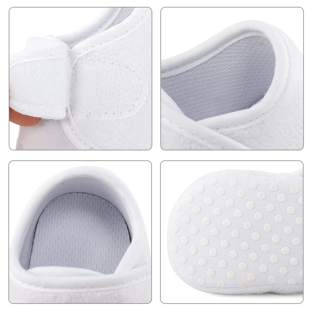 LACOFIA Zapatos de Bautizo Calzado para Bebé Niños Niñas Patucos Bebé con Suela Suave Antideslizante Blanco