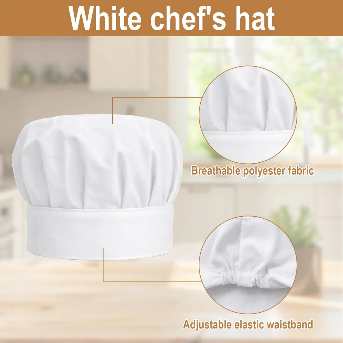 2 Gorros de Cocinero y 2 Delantales de Chef Adulto Unisex Color Blanco, Delantal de Trabajo Ajustable Impermeable con Doble Bolsillo, Set Completo para Cocina Profesional