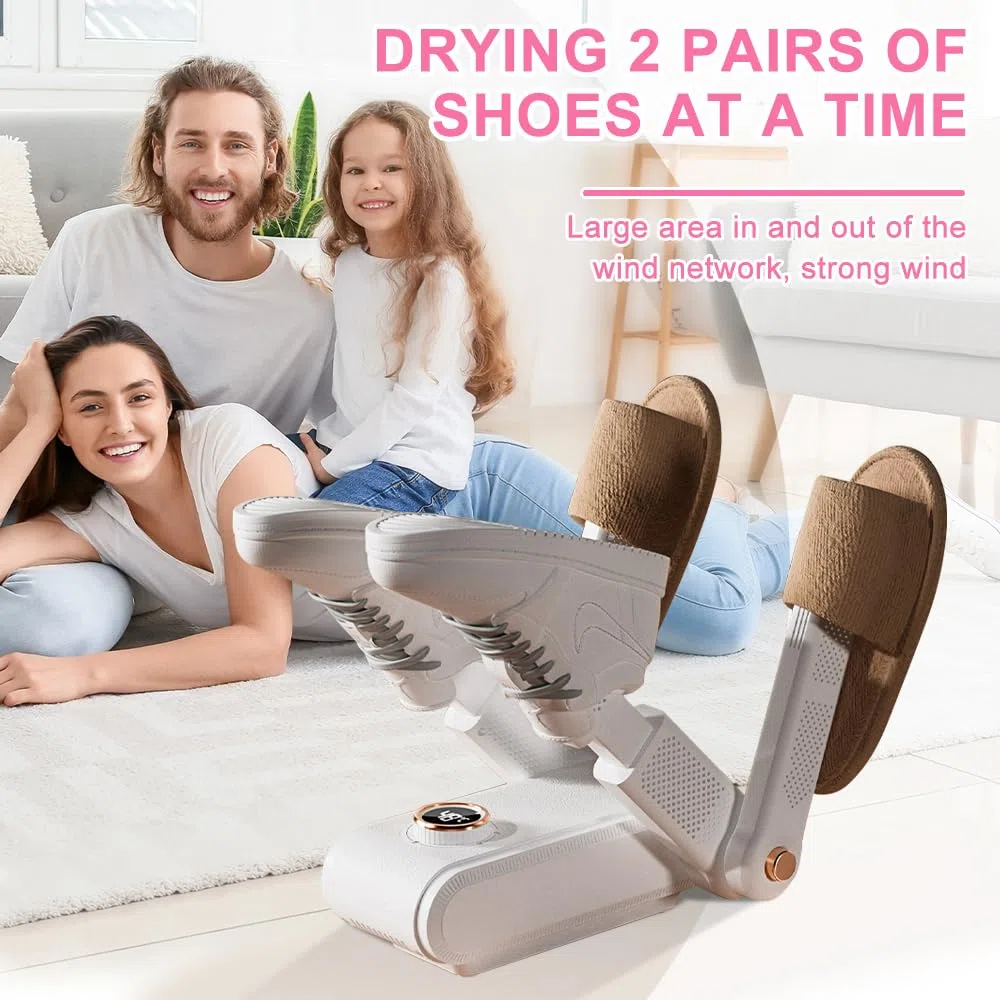 Secador de Zapatos Eléctrico, Temporizador Inteligente, Plegable para 2 Pares, Botas y Calcetines