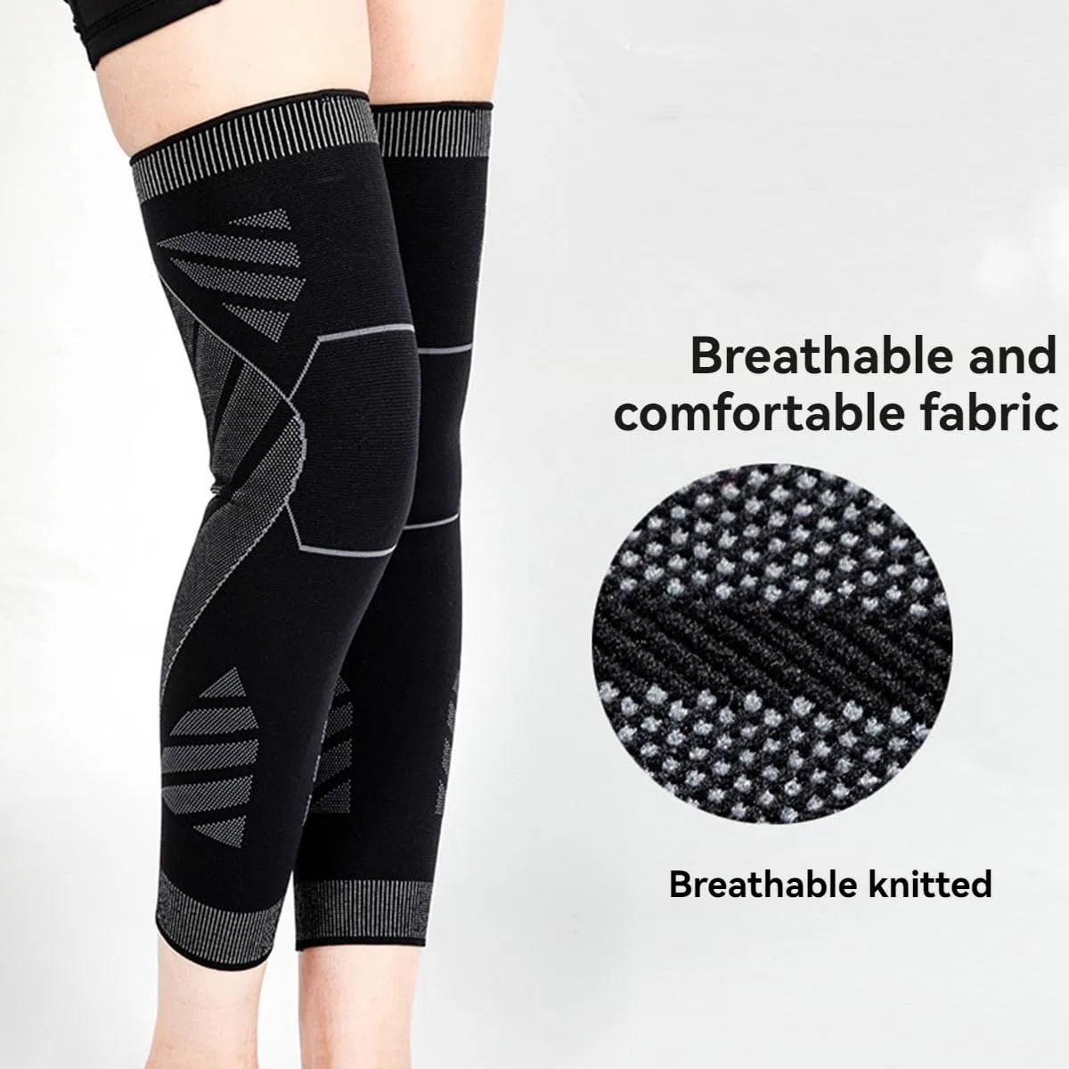 2024 Nueva compresión de Pierna Completa, Mangas de compresión para Rodillas y piernas, Rodillera Larga para aliviar el Dolor, Rodillera para Correr Unisex (1 Pair Black,L)