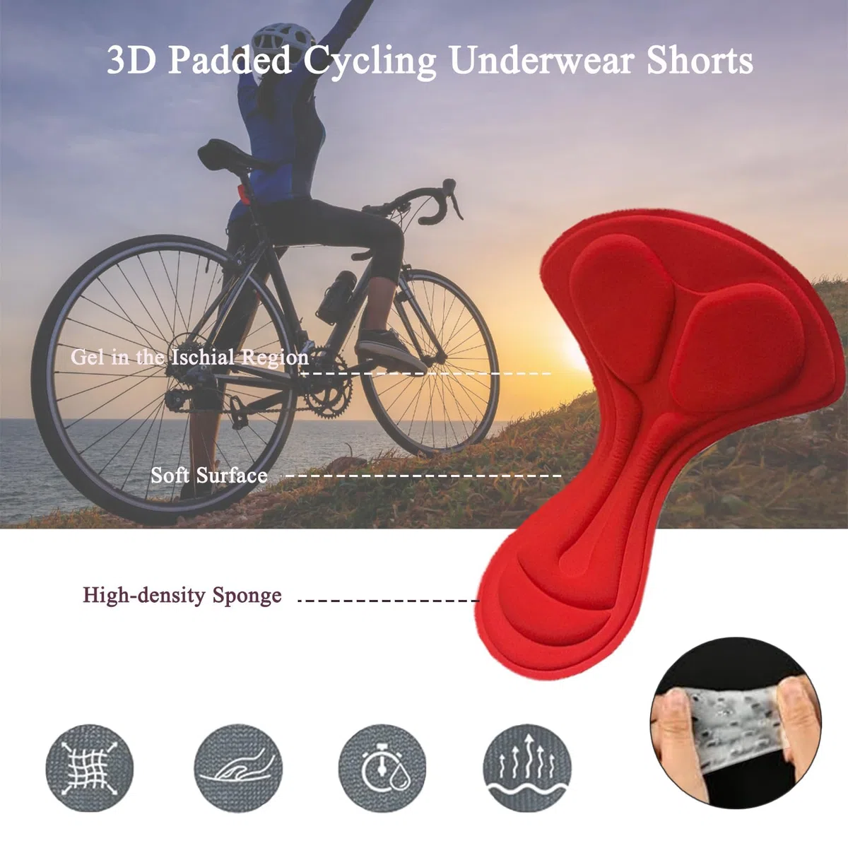 flintronic Pantalon Corto Ciclismo Mujer Acolchado 4D, Calzoncillos Ciclismo Mujer, Elásticos Transpirable Pantalones Cortos de Ciclismo, Pantalon para Ciclismo