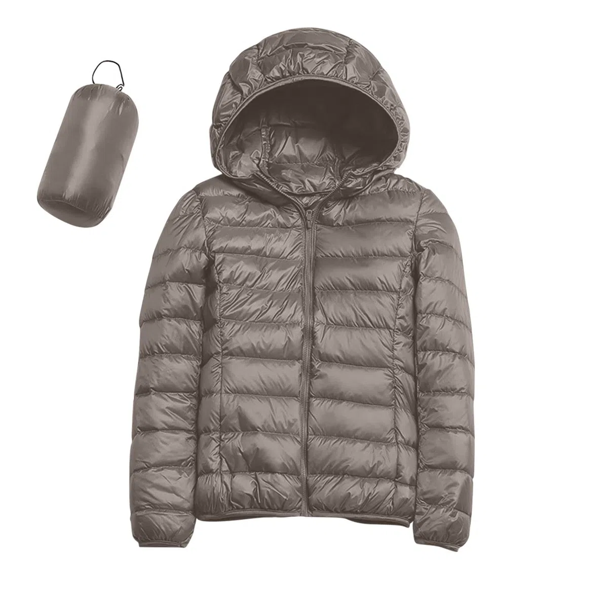 SkotO Chaqueta cálida y ligera de plumas para mujer, chaqueta deportiva de entretiempo con puños, acolchada, corta, plegable, de invierno y otoño, con capucha, de algodón con cremallera y manga larga