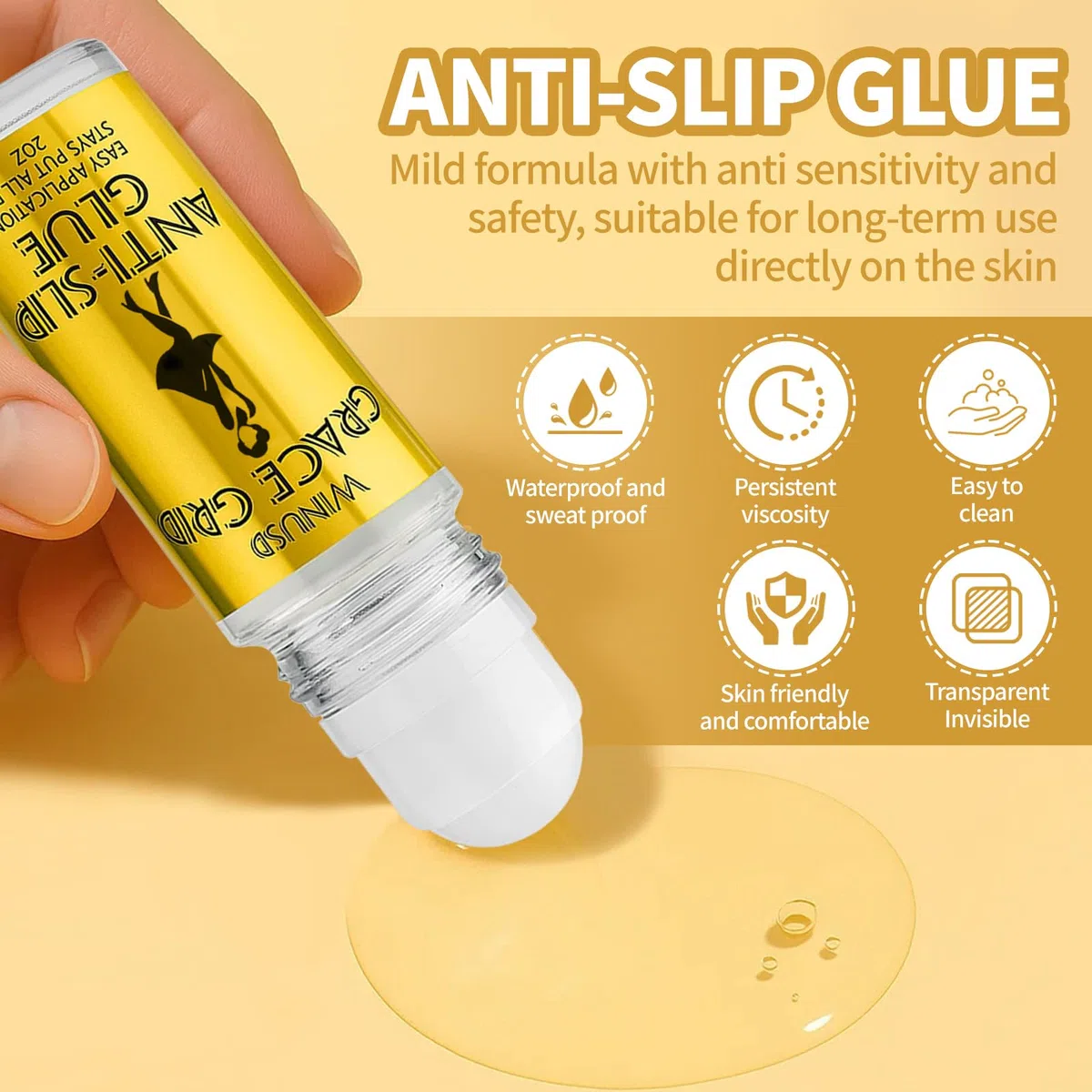 Gracl Grip Body Tools & Fashion Tape - Herramientas de piel enrollables de 2 onzas para ropa, a prueba de sudor, sin residuos, ropa segura para bailarines, ropa atlética, trajes de baño, pelucas y