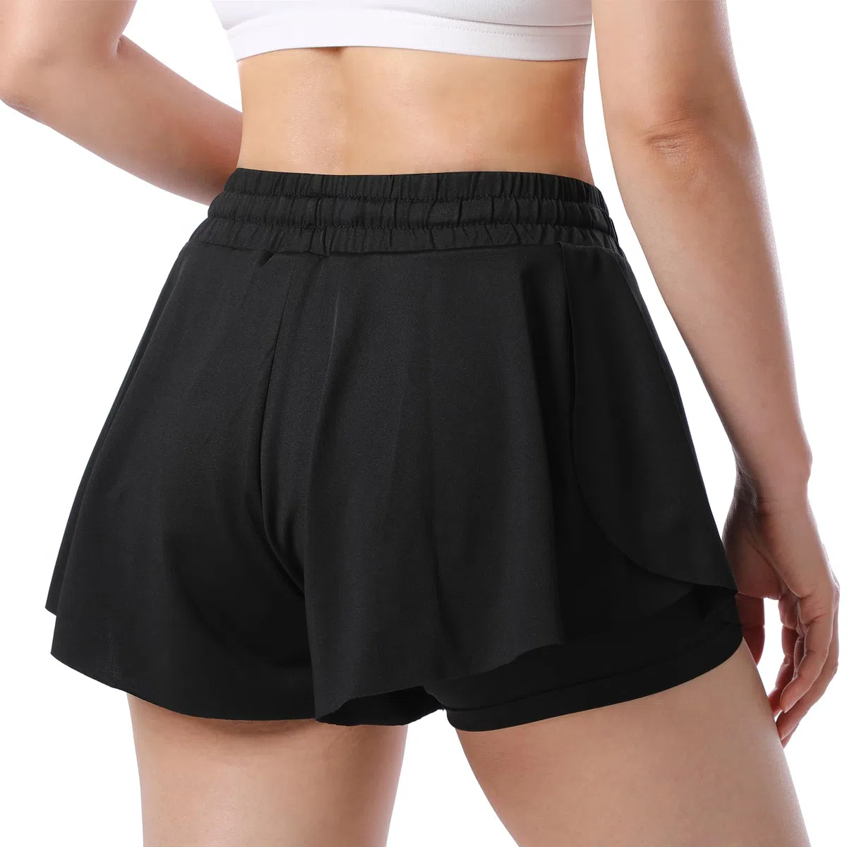 ThreeH Mujer Fluido Yoga Shorts 2 en 1 Elastano Rápido Dry Deportes Fitness Correr Pantalones Cortos Verano