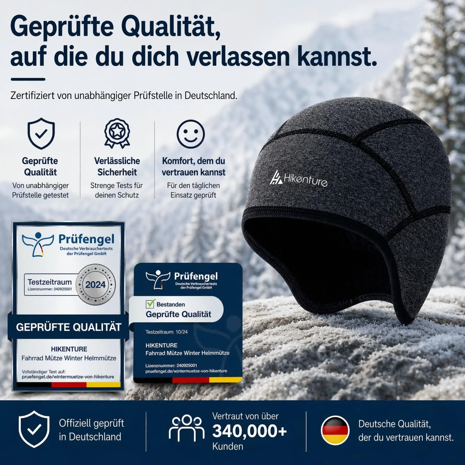 HIKENTURE Gorro de Invierno Resistente al Viento para Bicicleta | Interior para Casco de Bicicleta y Esquí | Hombre/Mujer