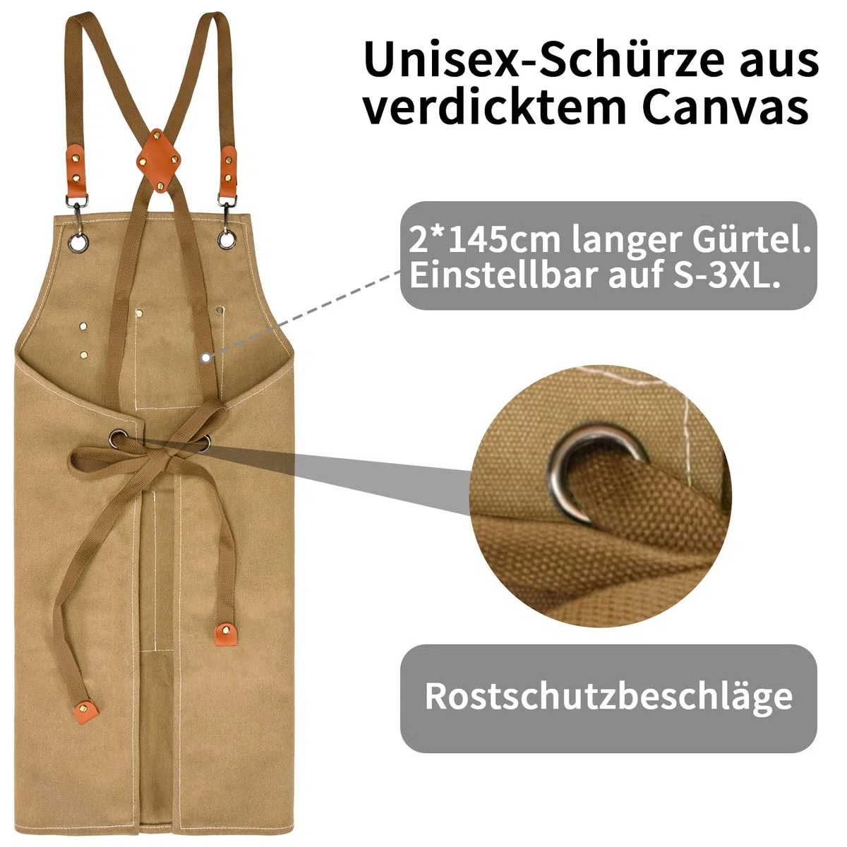KOOOGEAR Delantal multifuncional de lona, delantal de trabajo, delantal de soldadura, delantal de cocina para barbacoa, cinturón creable, adecuado para cocina, jardín, forja, taller