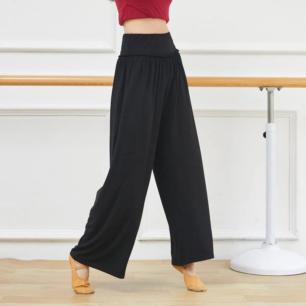 Pantalones casuales para mujer, pantalones de baile clásicos, piernas anchas, bolsillo recto, pantalones largos, gimnasia, ejercicios, pantalones de entrenamiento de danza para mujer