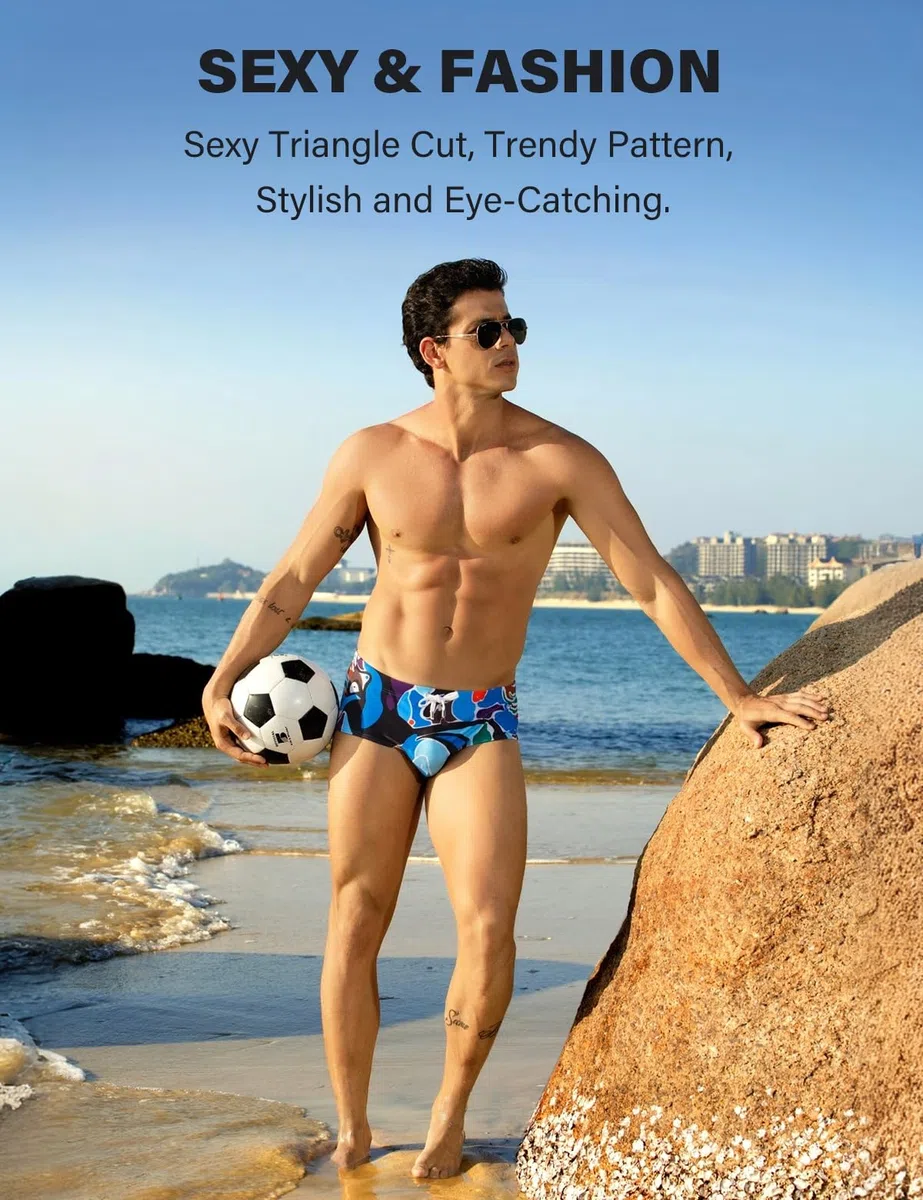 Casey Kevin Bañador Hombre Slip de Natación Estampado Bañadores Hombre Secado Rápido para Vacaciones, Playa, Piscina, Deportes Acuáticos