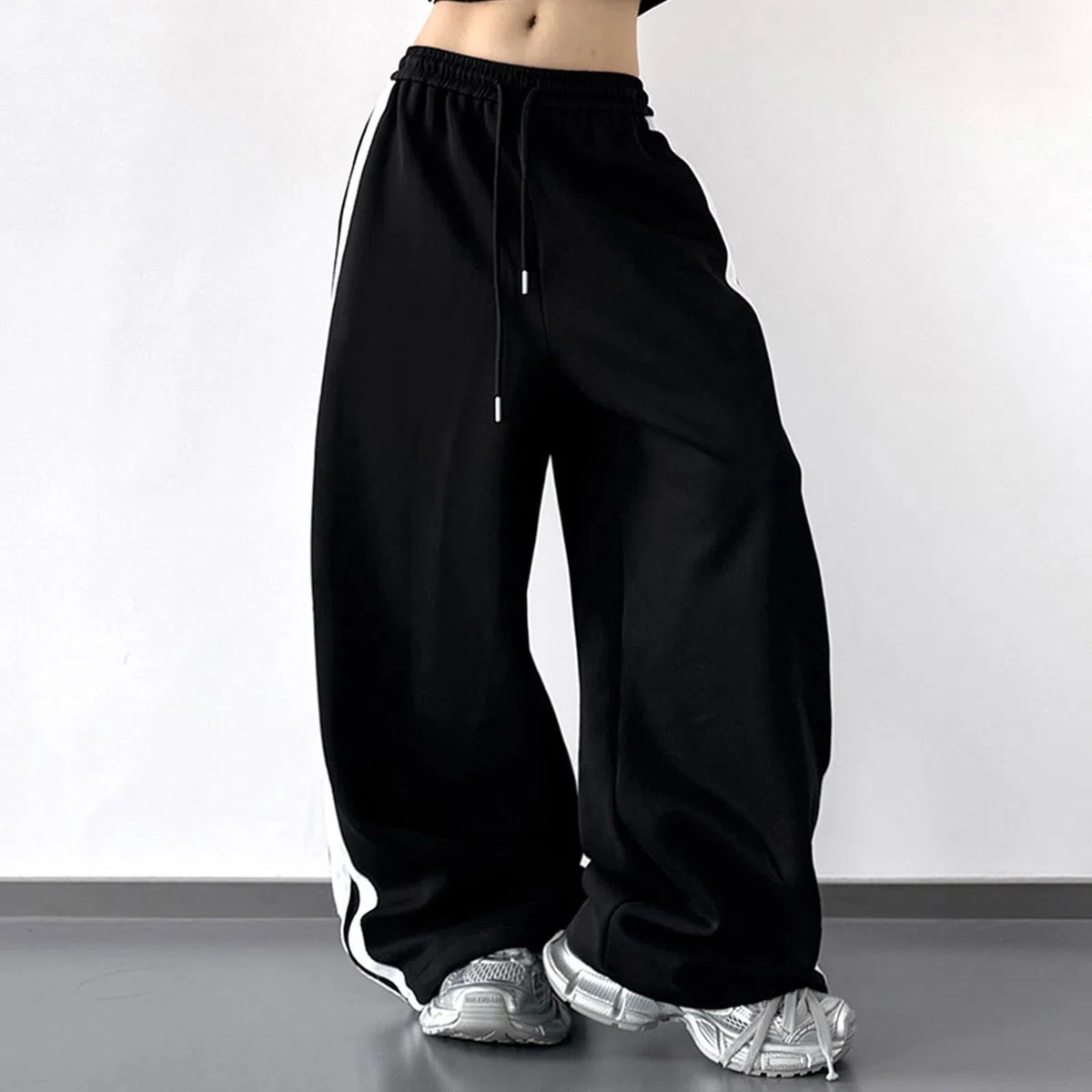 Pantalones de Baile Hip-Hop para Mujer Pantalones Deportivos de Corte Casual Pantalones de Trabajo Casual Jogger de Piernas Anchas Traje de Danza Urbana Pantalones sueltos de Corte Sable
