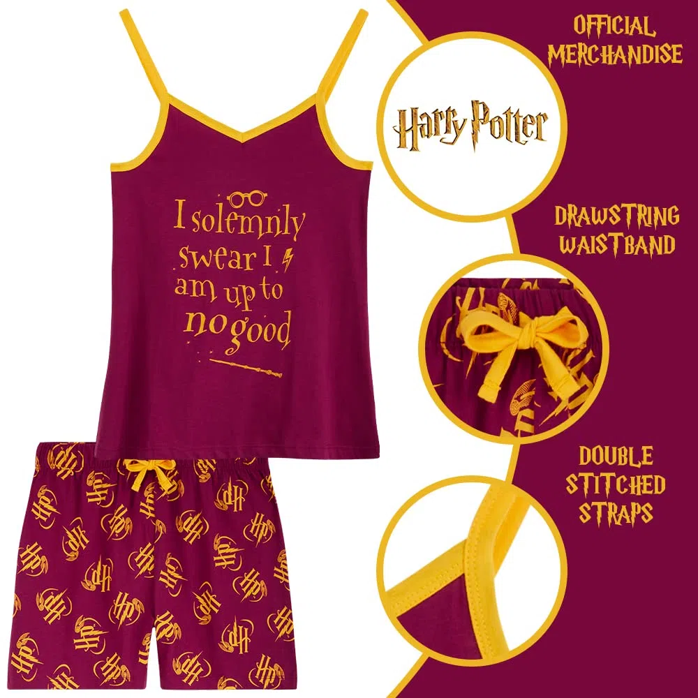 Harry Potter Pijamas Niña Verano, Conjunto de Pijamas para Niñas 2 Piezas, Pijama de Manga Corta, Ropa Verano para Niñas y Adolescentes 7-14 Años Algodón