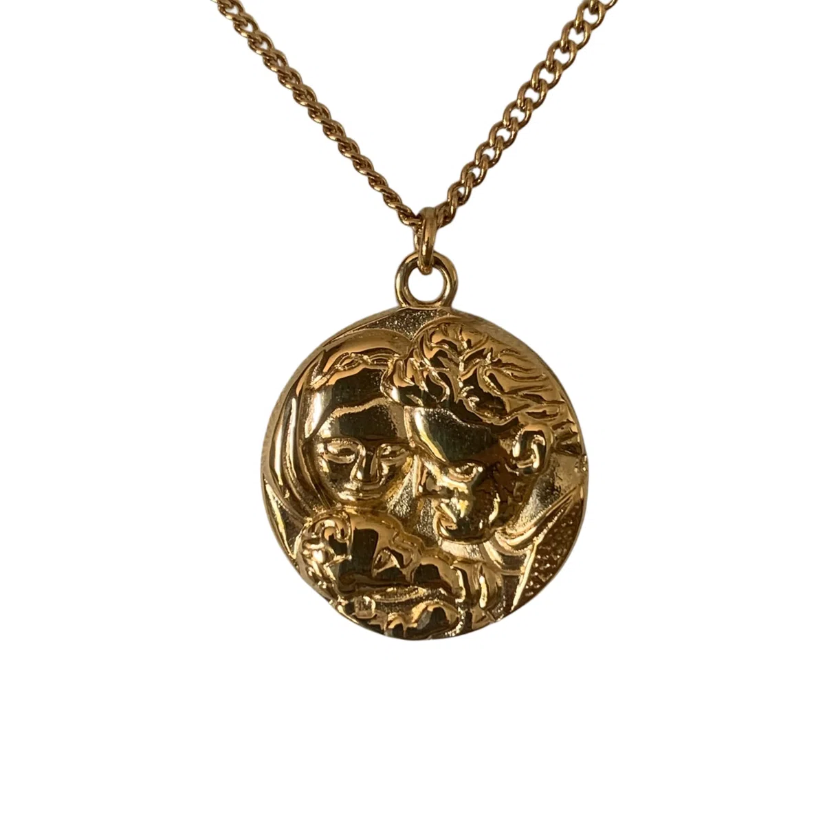 Collar Sagrada Familia y Espíritu Santo de Acero Inoxidable Chapado en Oro, Regalo para Cualquier Ocasión