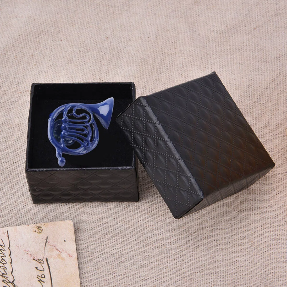 Broche Decorativo de Metal con Cuerno Azul, con Caja de Regalo, para Ropa, Sombreros, Bufandas