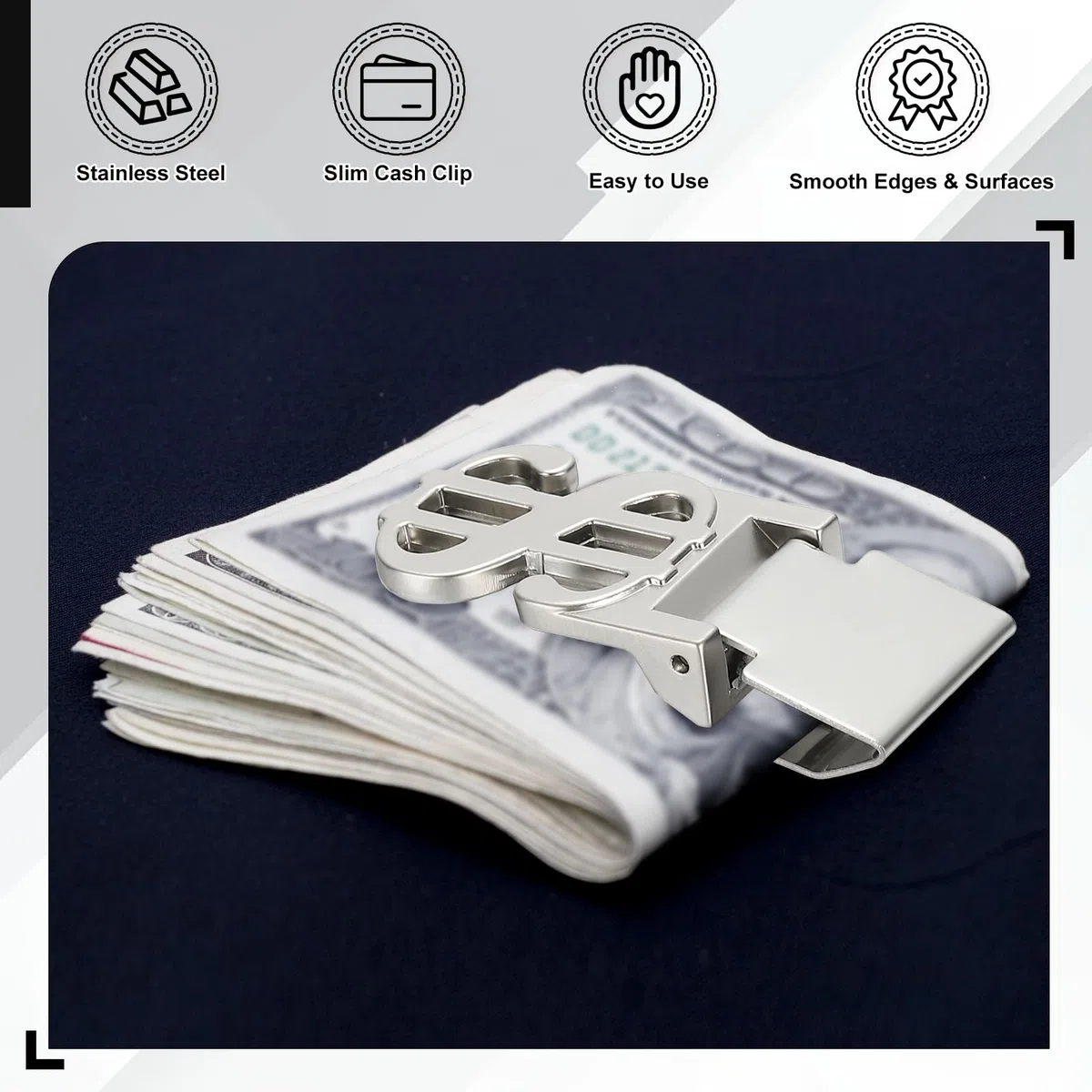 PATIKIL 2 Piezas De Clip para Dinero De Acero Inoxidable, Clip De Billetera Delgado De Metal para Hombres Portadineros Plateados Billetera para Tarjetas De Crédito Y De Negocios
