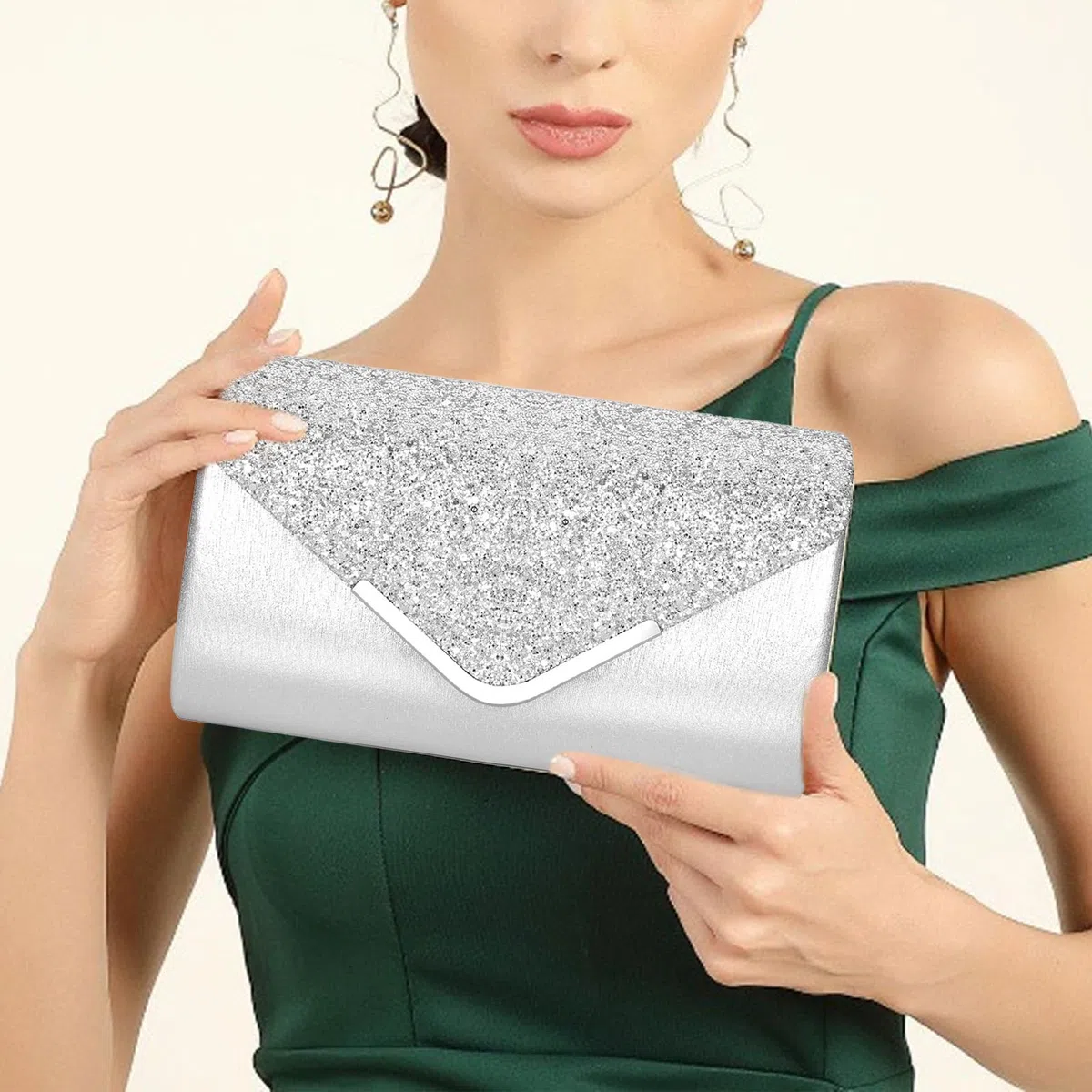 Bolso de Mano de Mujer con Cadena Elegante, Bolsos Clutch Fiesta de Noche Brillante con Cadena, Citas Románticas y Eventos de Noche, para Boda, Fiesta, Cóctel, Graduación, Vacaciones