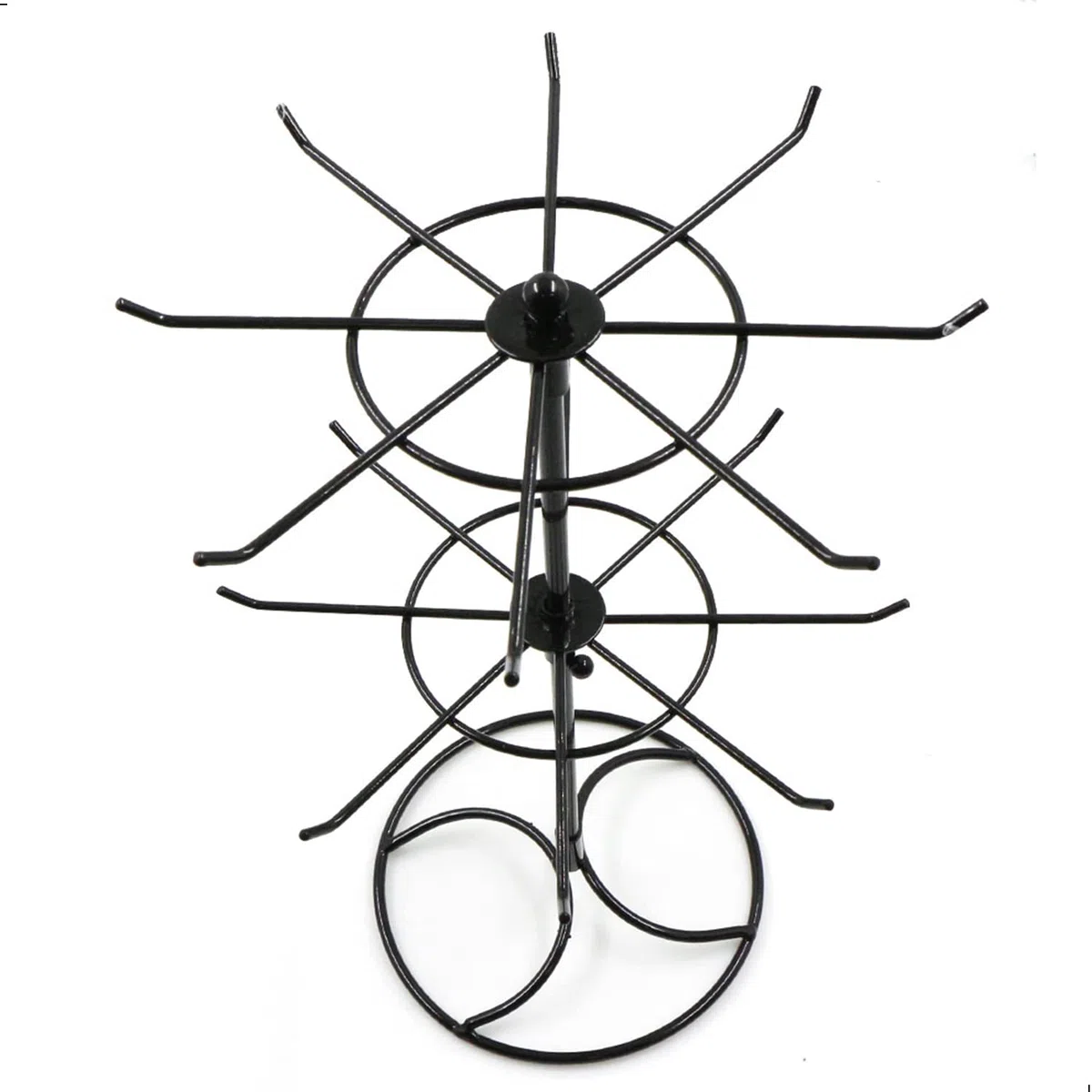 Soporte De Joyería Expositor Giratorio - Metal Para Collar, Redondo 2 Niveles Cadena Colgar Pendientes, Anillos, Pulseras, Relojes, Accesorios, Se Puede Desmontar, Negro