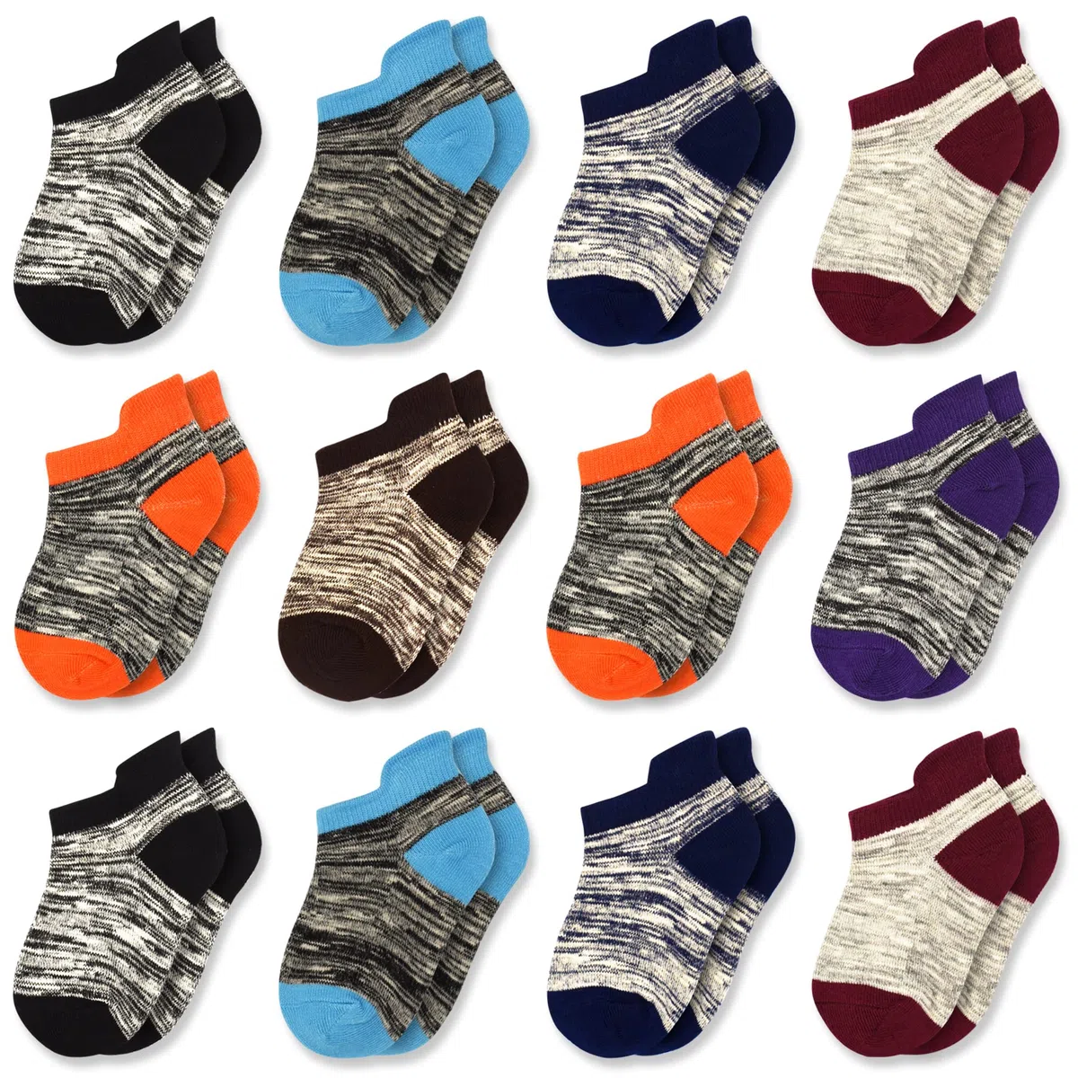 GENTABY 12 pares de calcetines deportivos coloridos de algodón para niños y niñas, 19-38 años (1-14 años)
