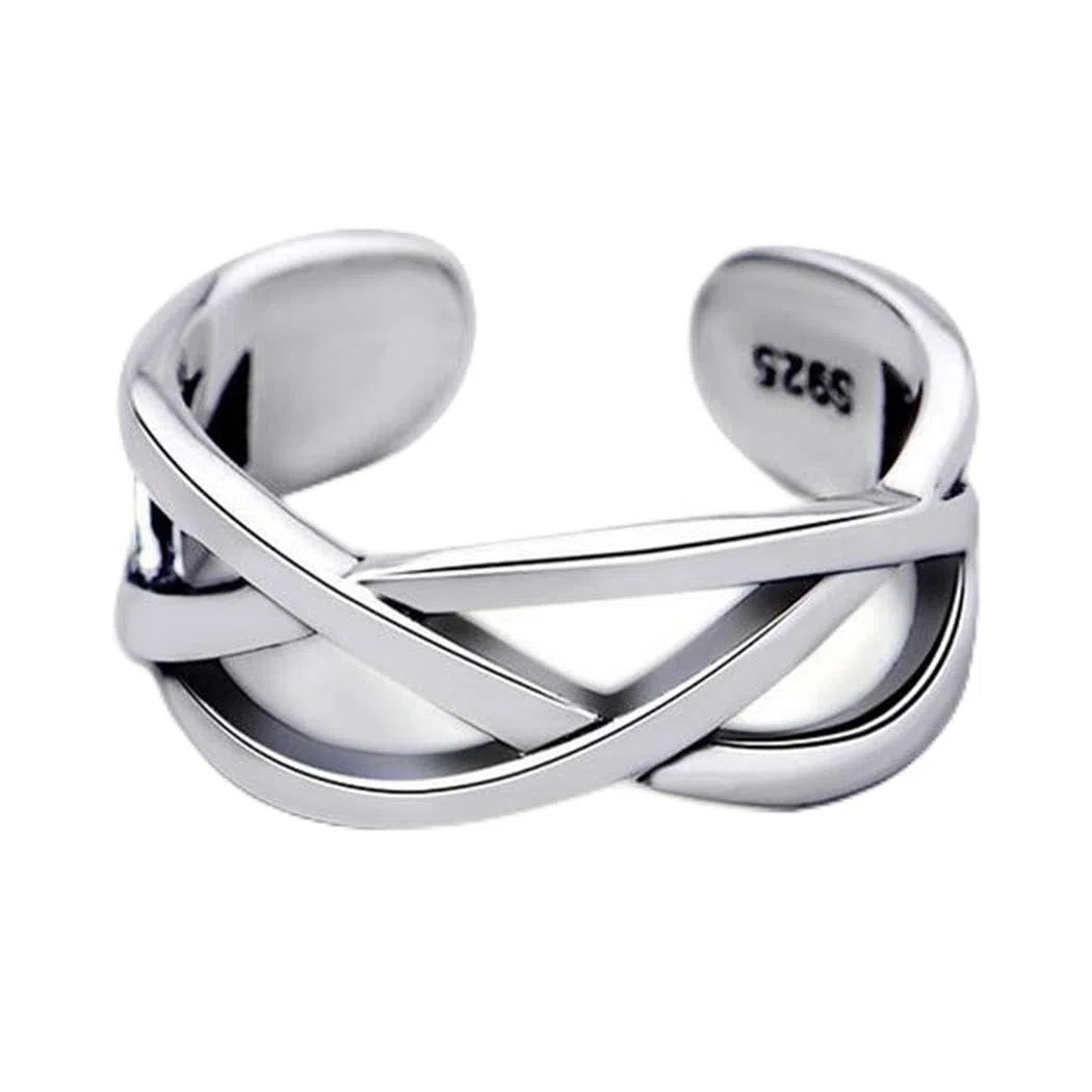 Aukmla Anillo de pulgar vintage de plata con nudo celta ajustable, anillo abierto para mujeres y niñas, 1 Count (Pack of 1), Plata, Turquesa
