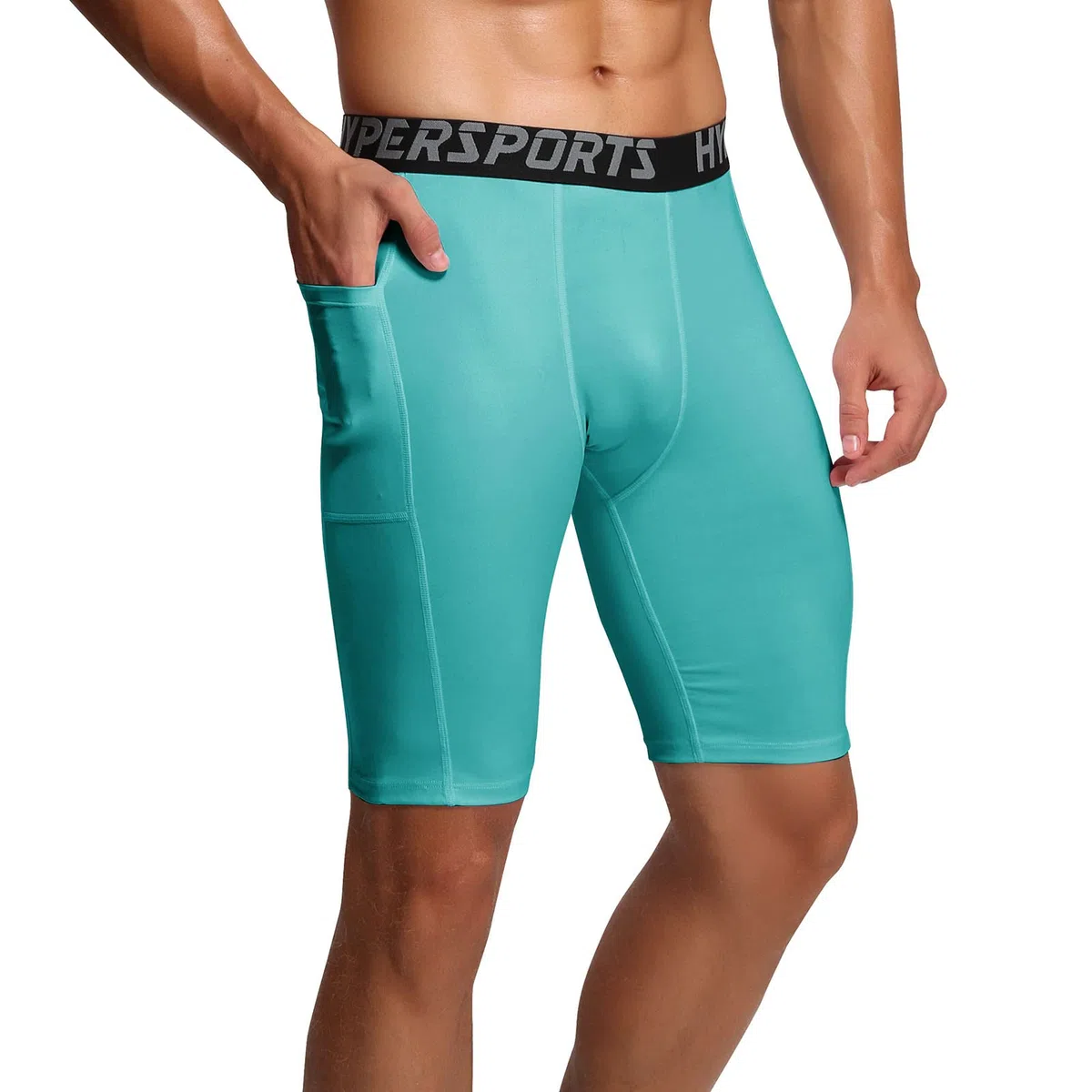 Pantalones Cortos Compresion Hombre con Bolsillo, Mallas Running Cortas Leggings Deporte Pantalones Cortos Entrenamiento Secado Rápido